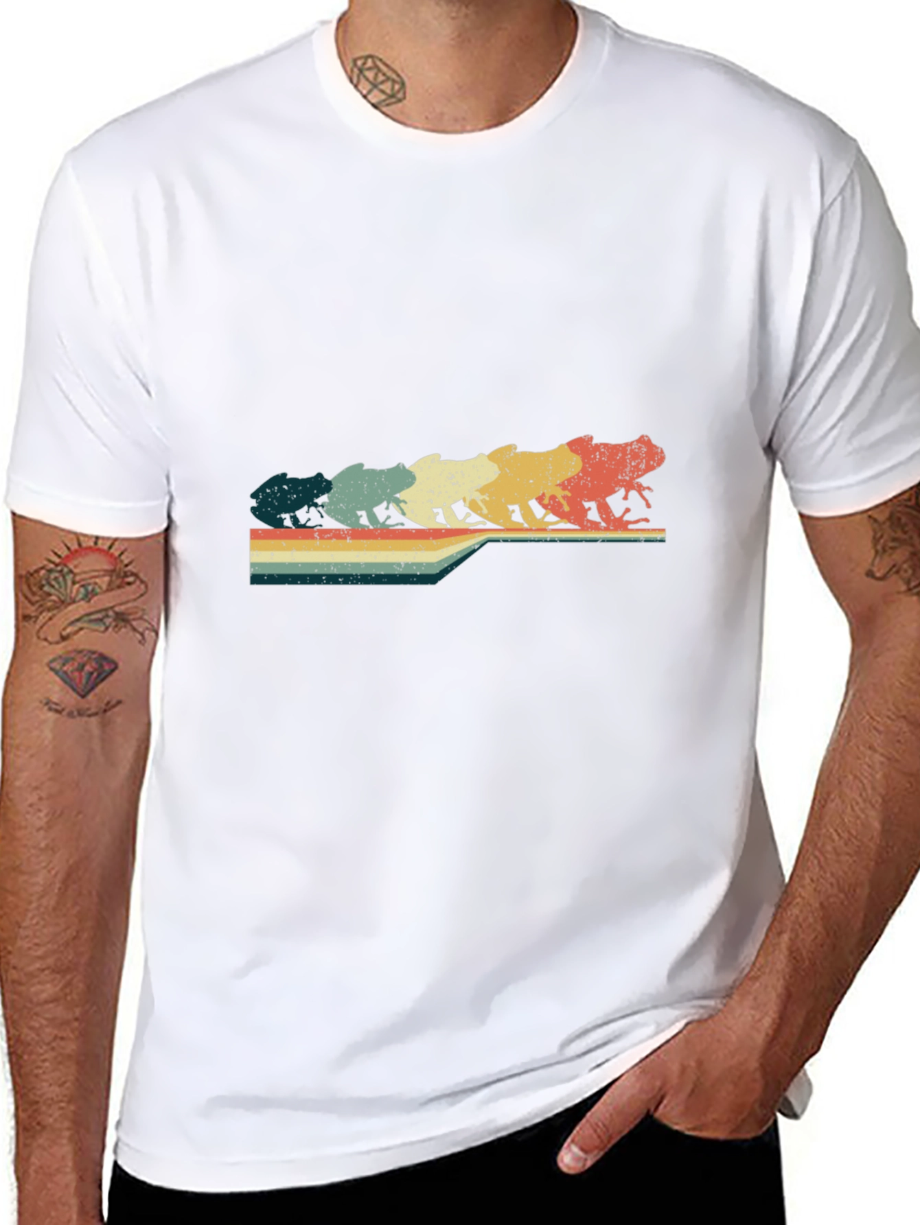 Retro Frog Evolution Graphic T-Shirt - Black