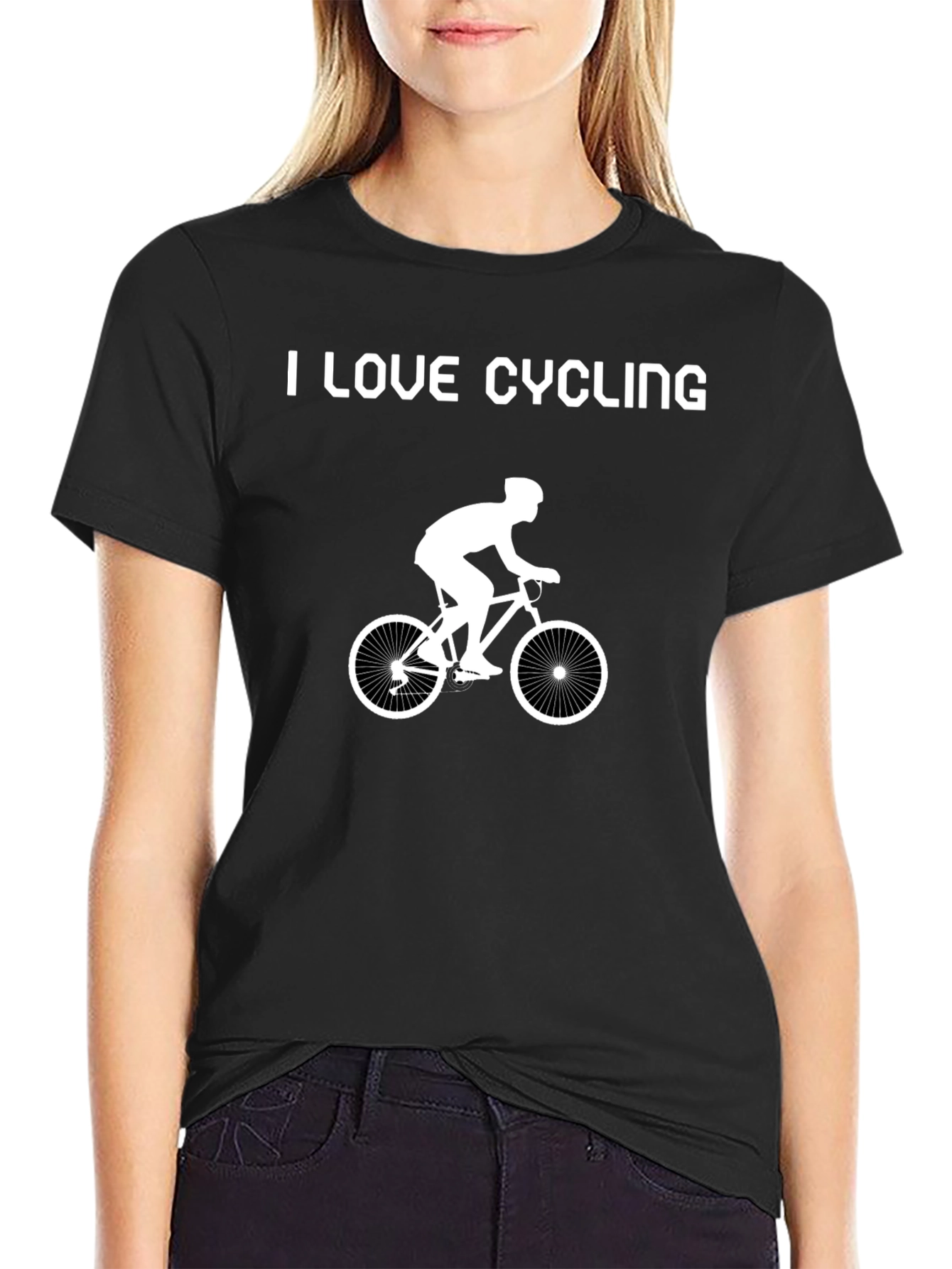 I Love Cycling T-Shirt - Black Graphic Tee for Cyclists