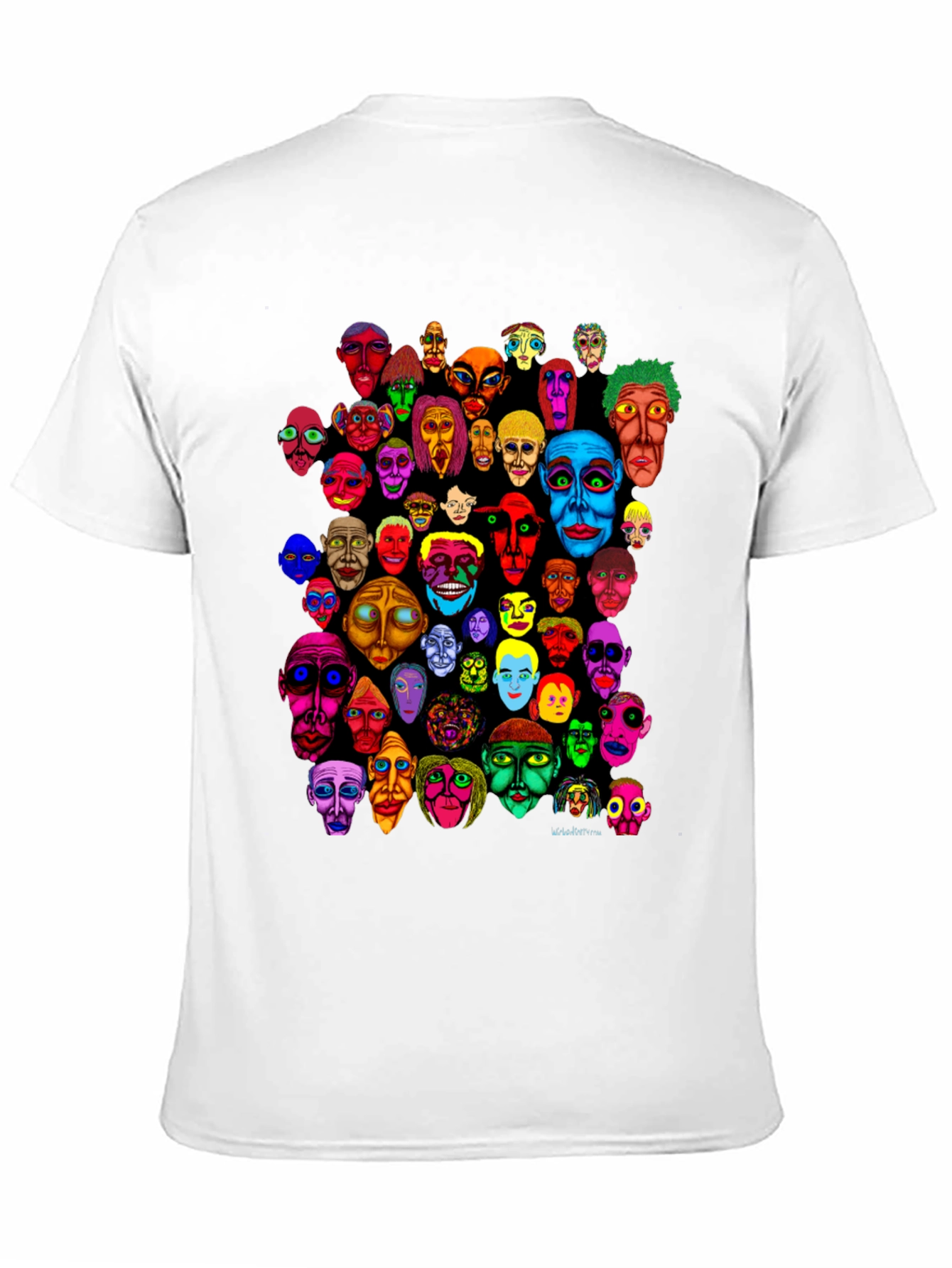 Abstract Faces Graphic Print Black T-Shirt