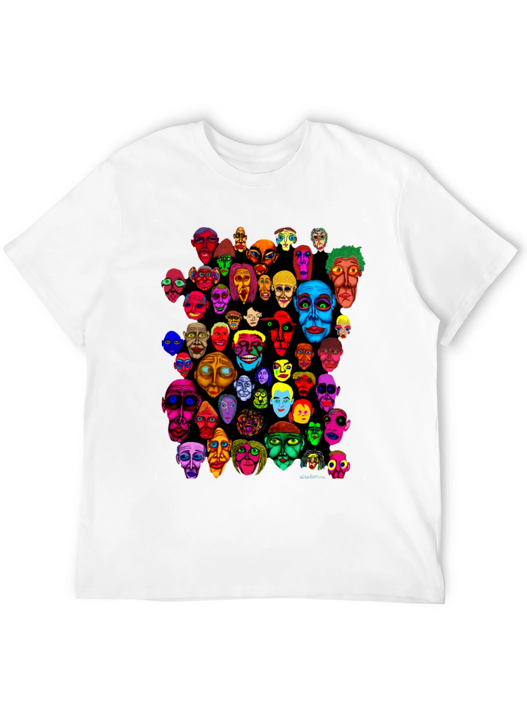 Abstract Faces Graphic Print Black T-Shirt