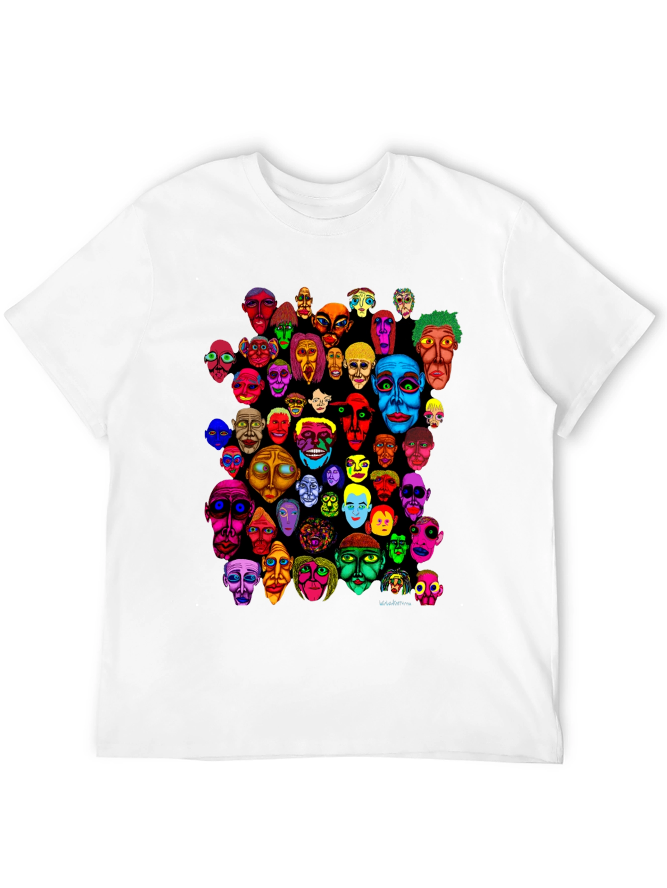 Abstract Faces Graphic Print Black T-Shirt
