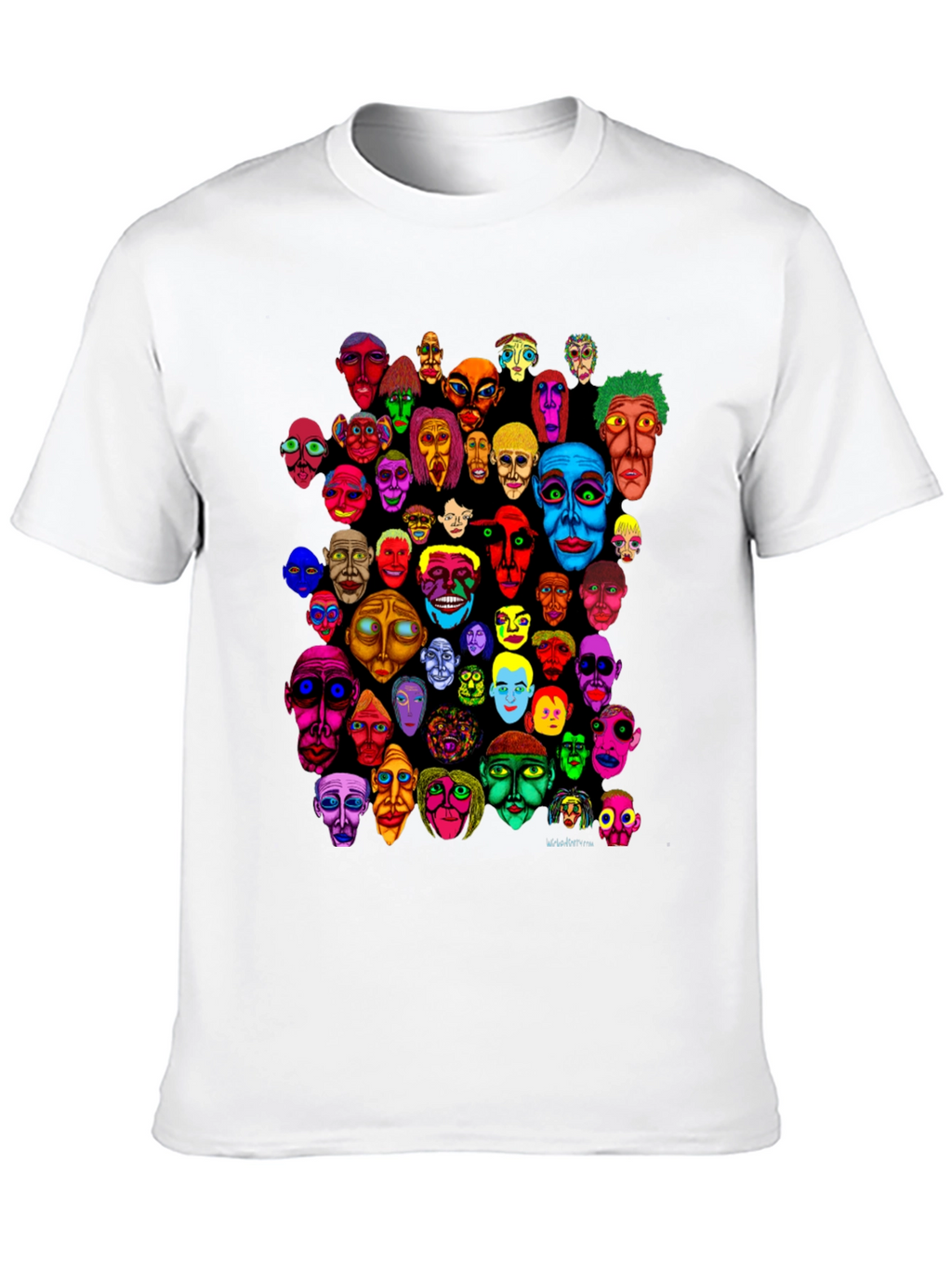 Abstract Faces Graphic Print Black T-Shirt