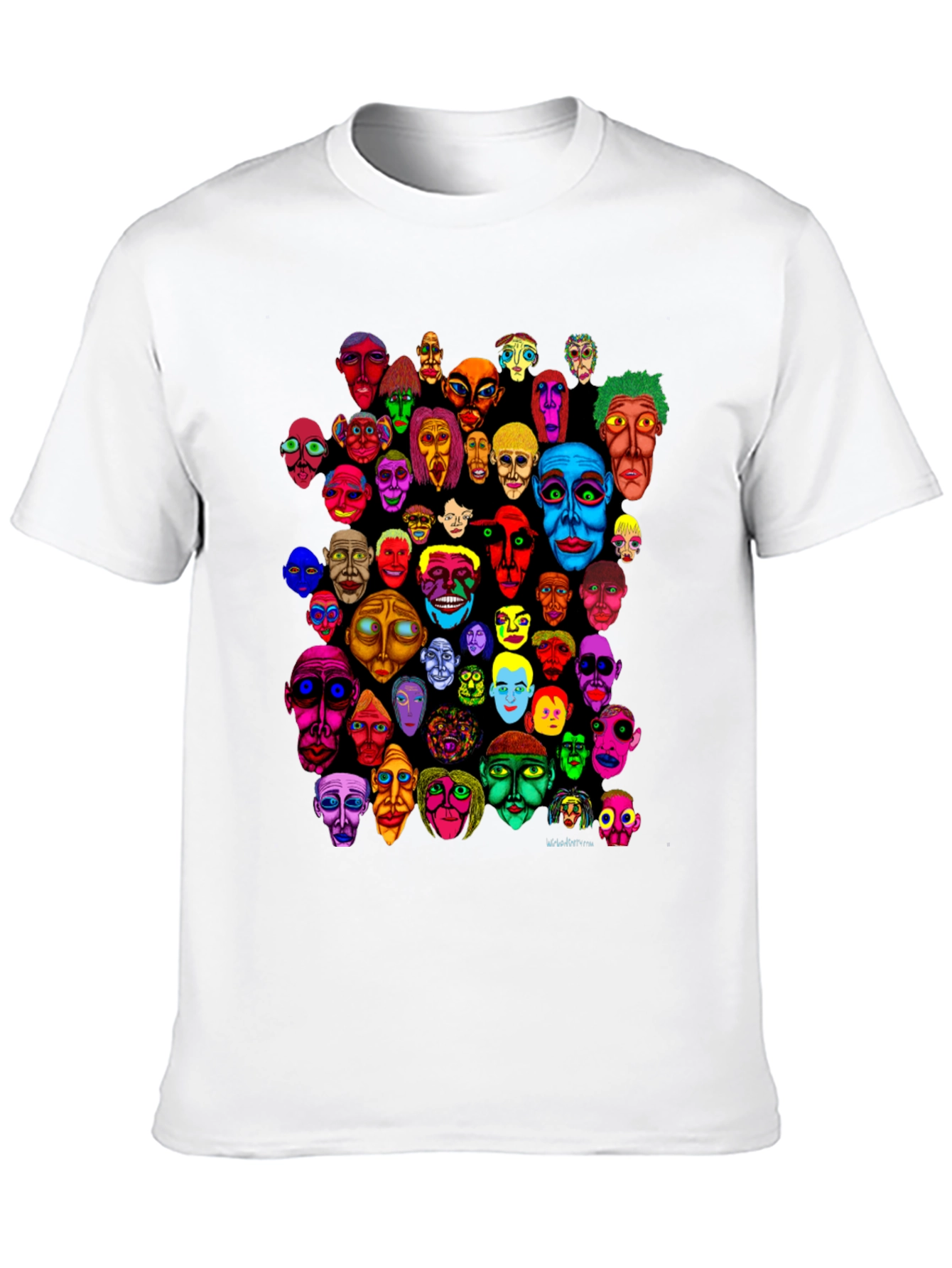 Abstract Faces Graphic Print Black T-Shirt