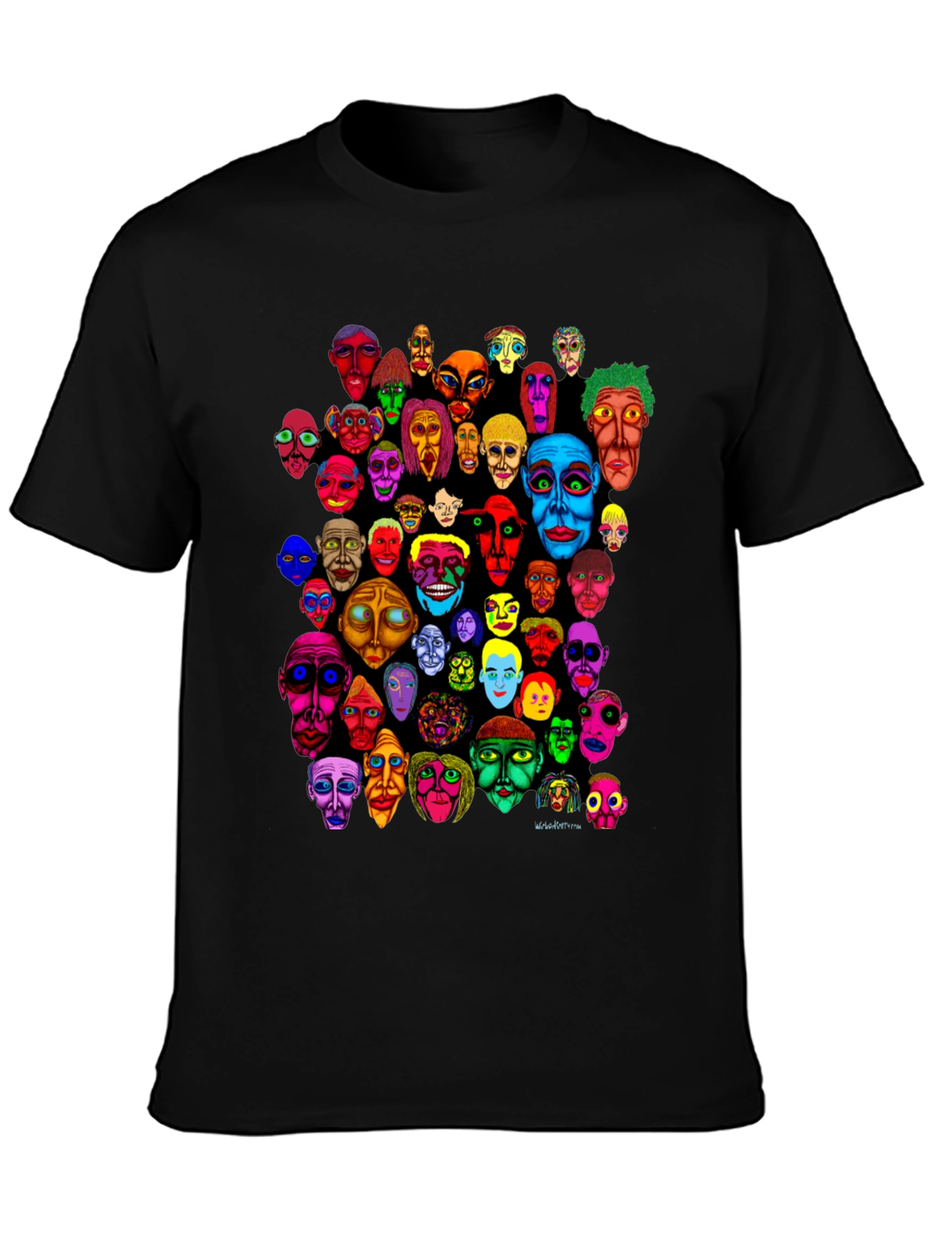 Abstract Faces Graphic Print Black T-Shirt