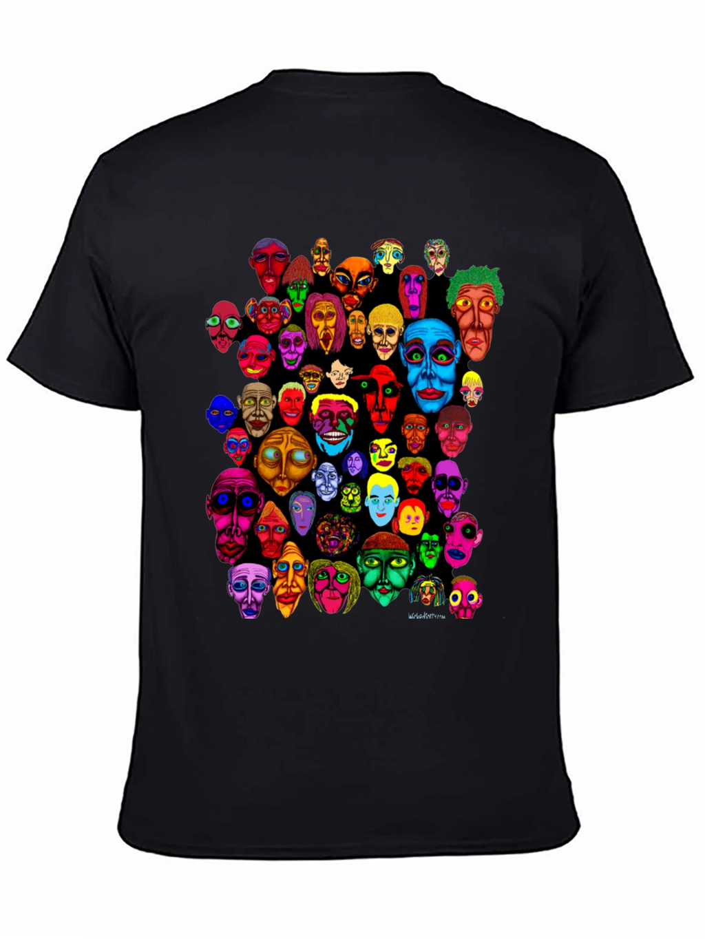 Abstract Faces Graphic Print Black T-Shirt