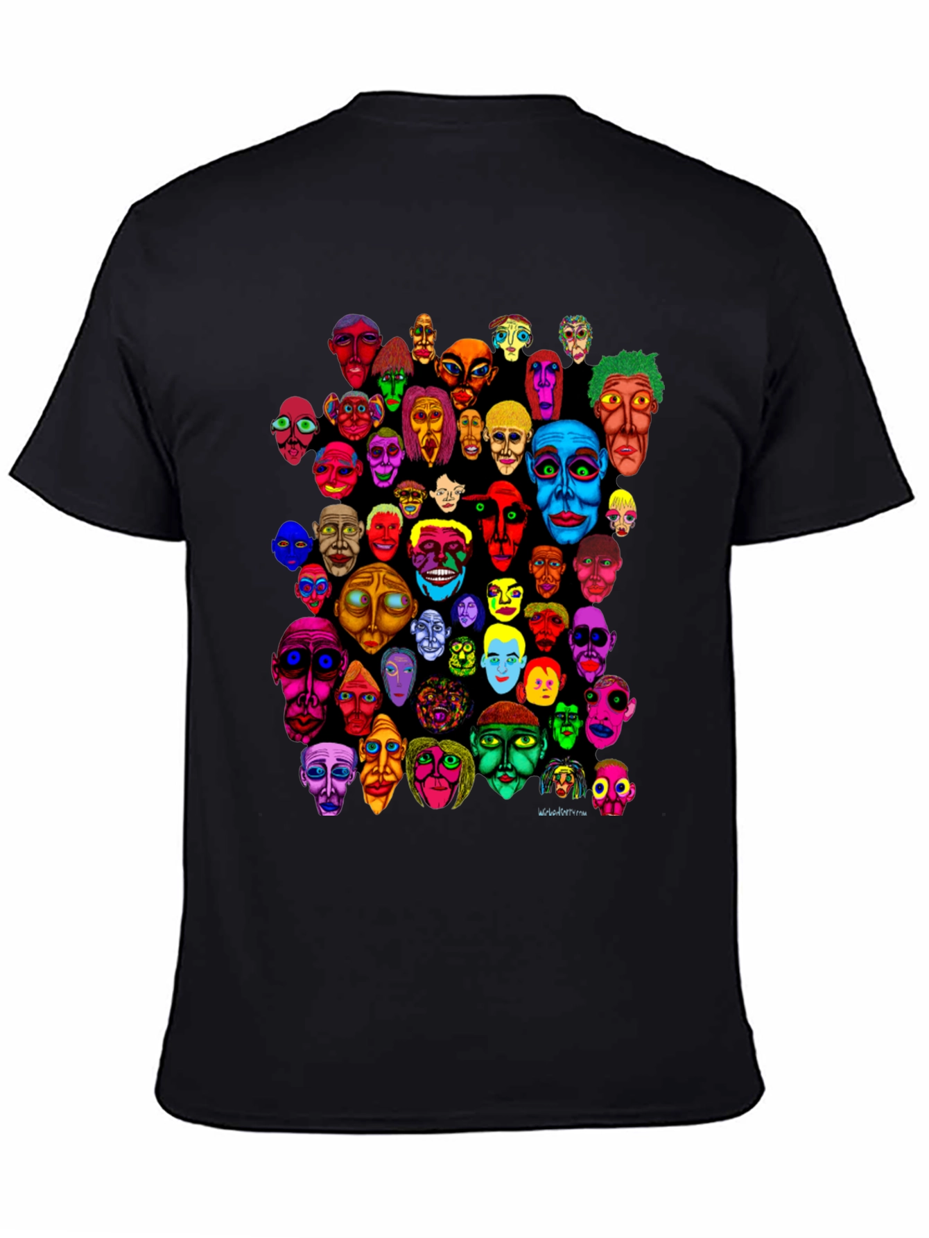 Abstract Faces Graphic Print Black T-Shirt