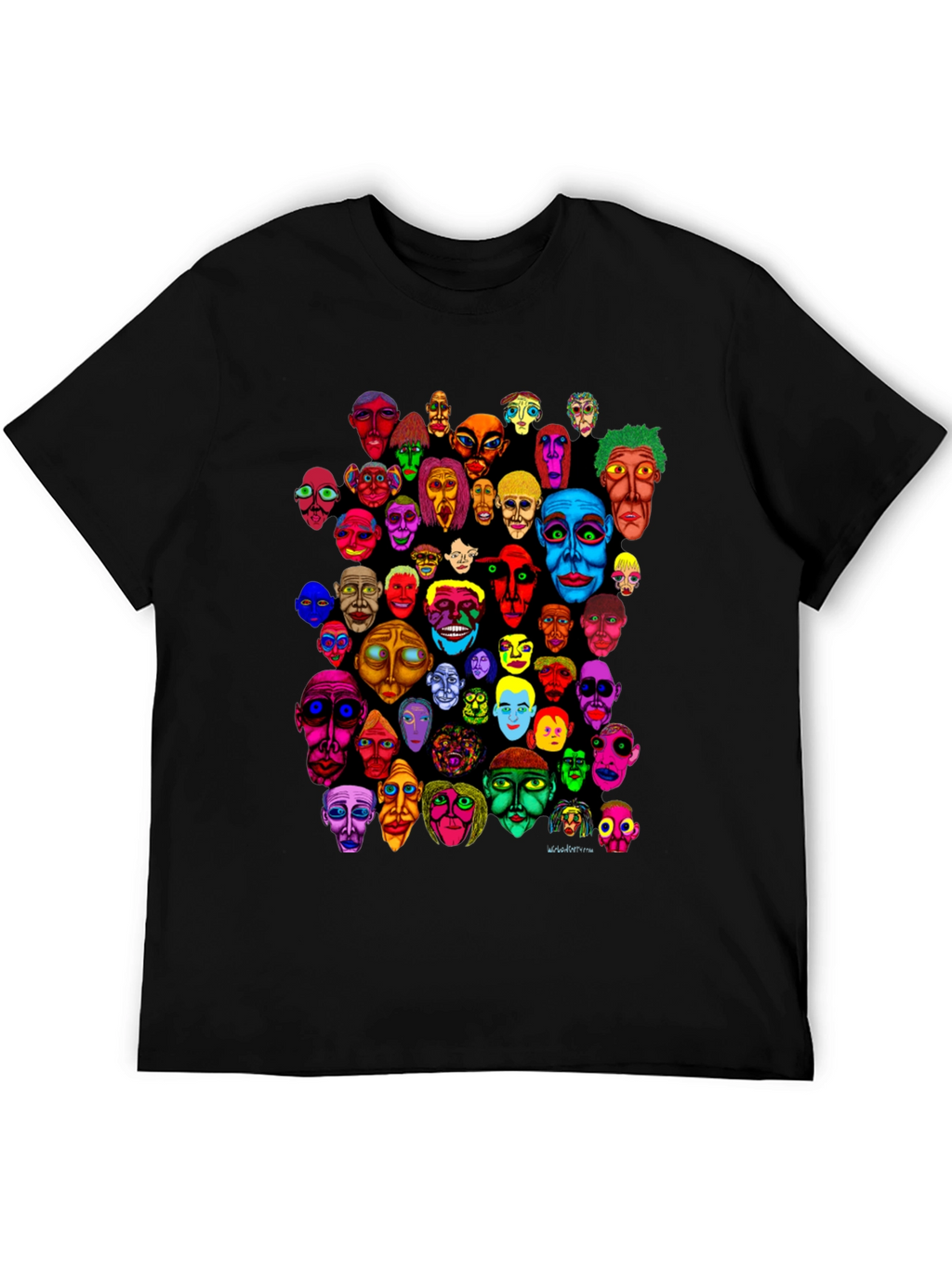 Abstract Faces Graphic Print Black T-Shirt