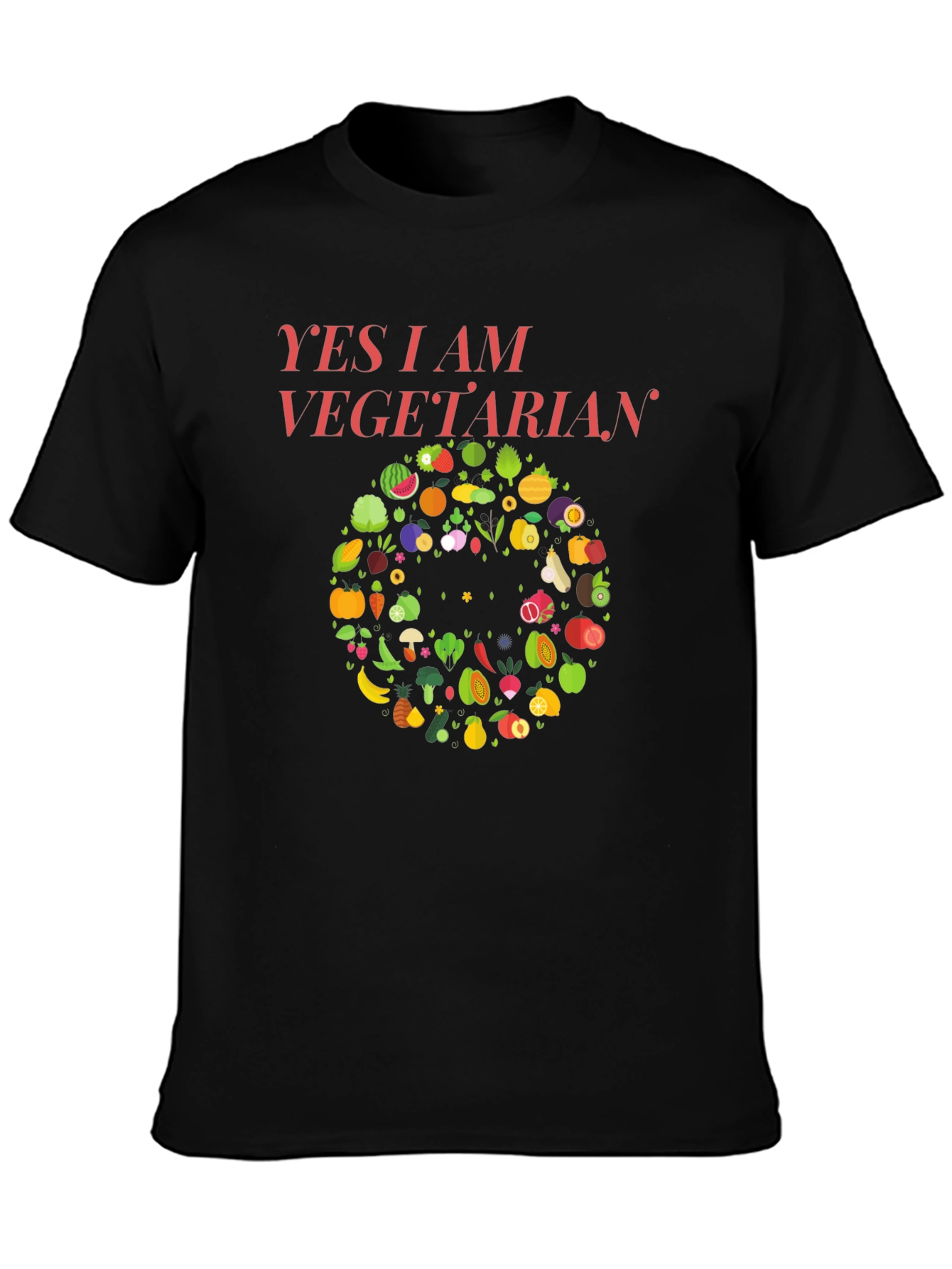 Yes I Am Vegetarian T-Shirt - Fruit & Vegetable Design
