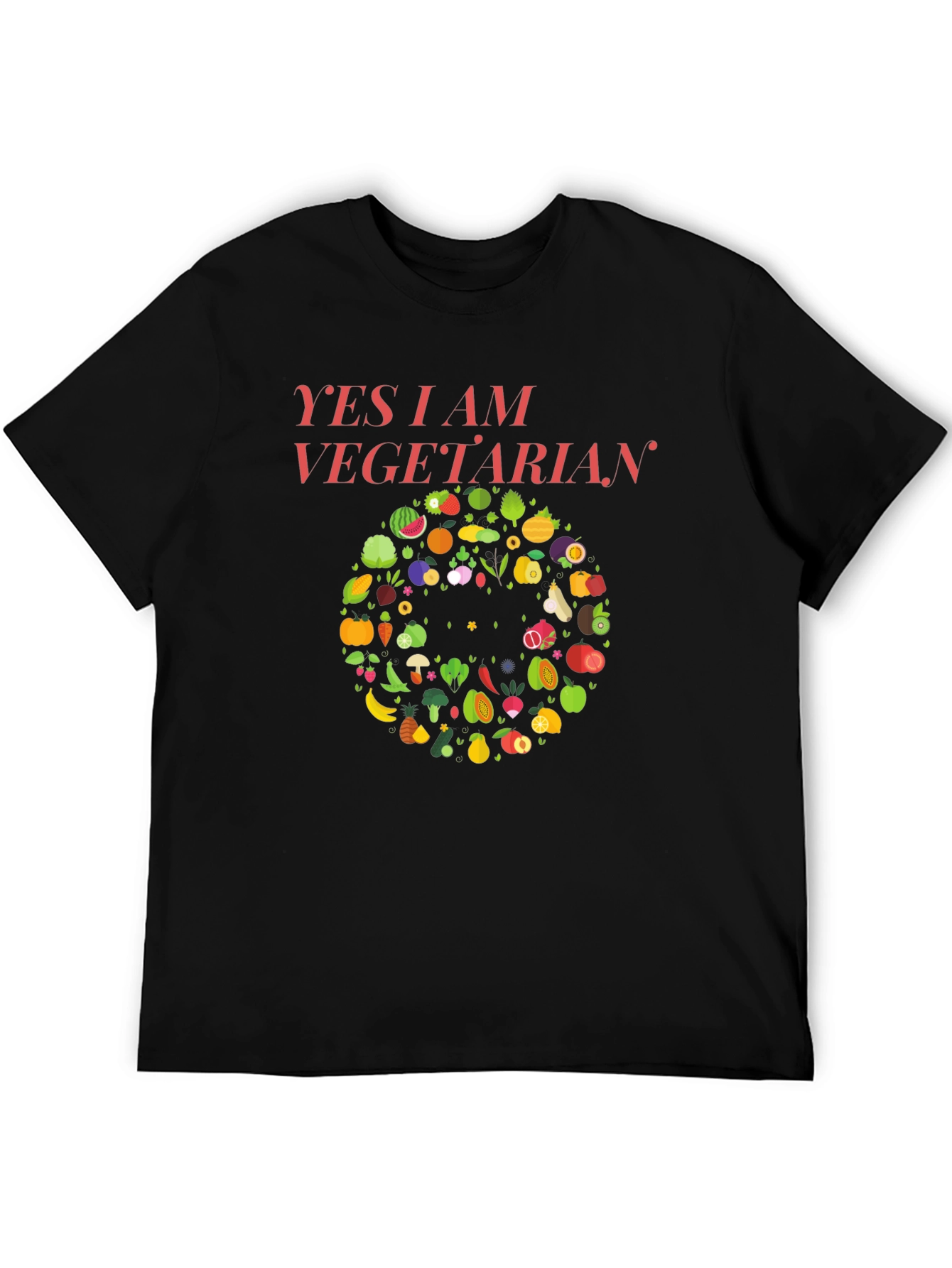 Yes I Am Vegetarian T-Shirt - Fruit & Vegetable Design