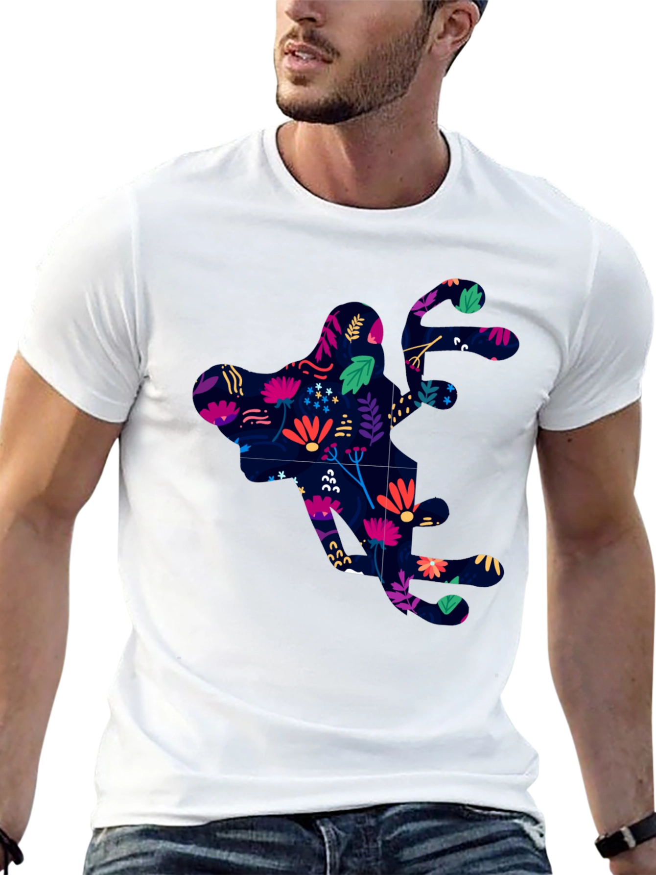 Floral Silhouette Graphic Black T-Shirt