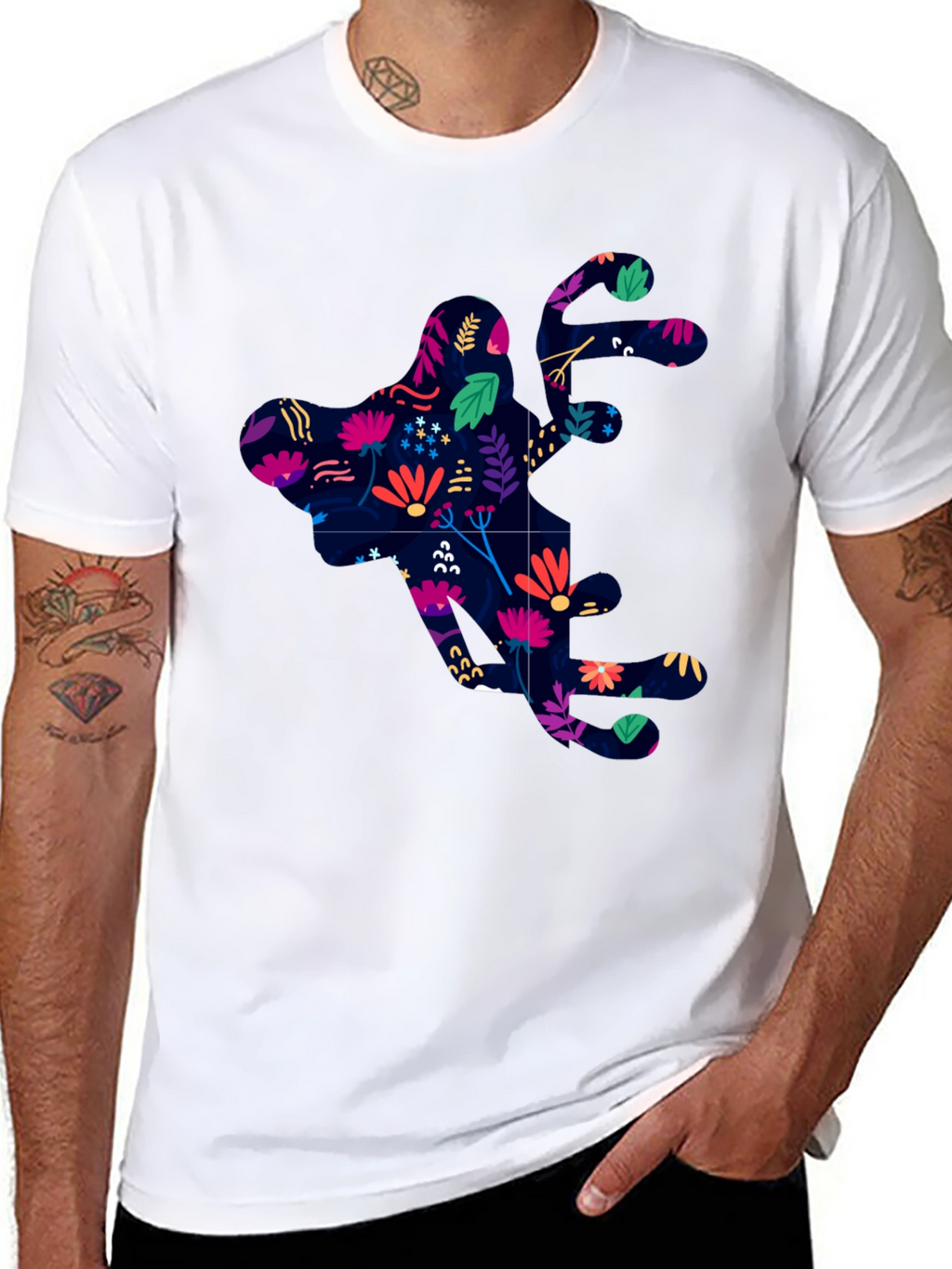 Floral Silhouette Graphic Black T-Shirt