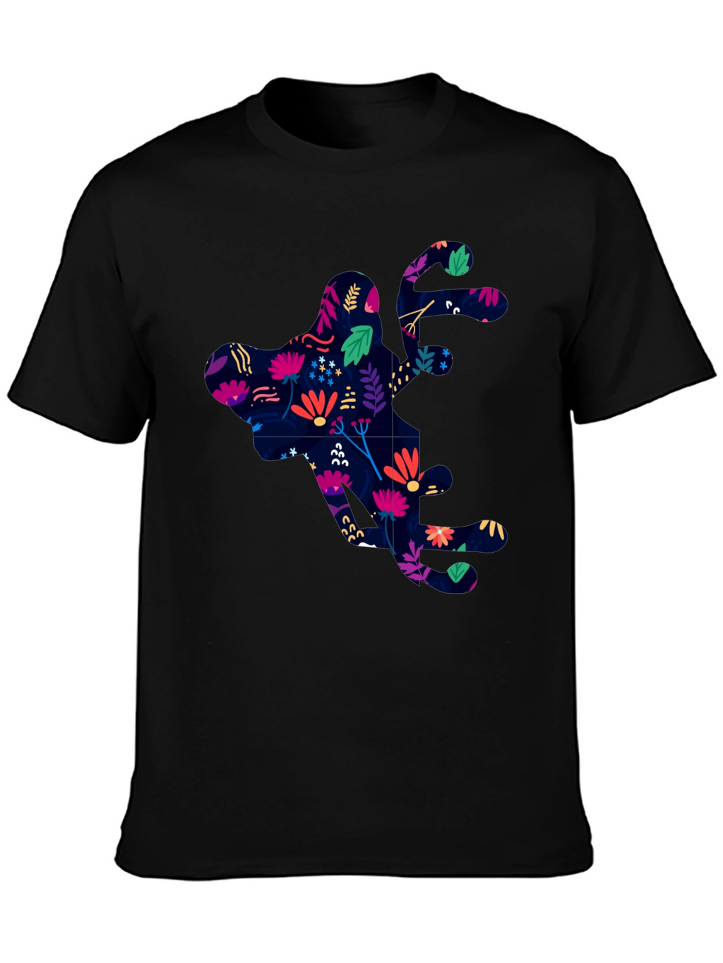 Floral Silhouette Graphic Black T-Shirt