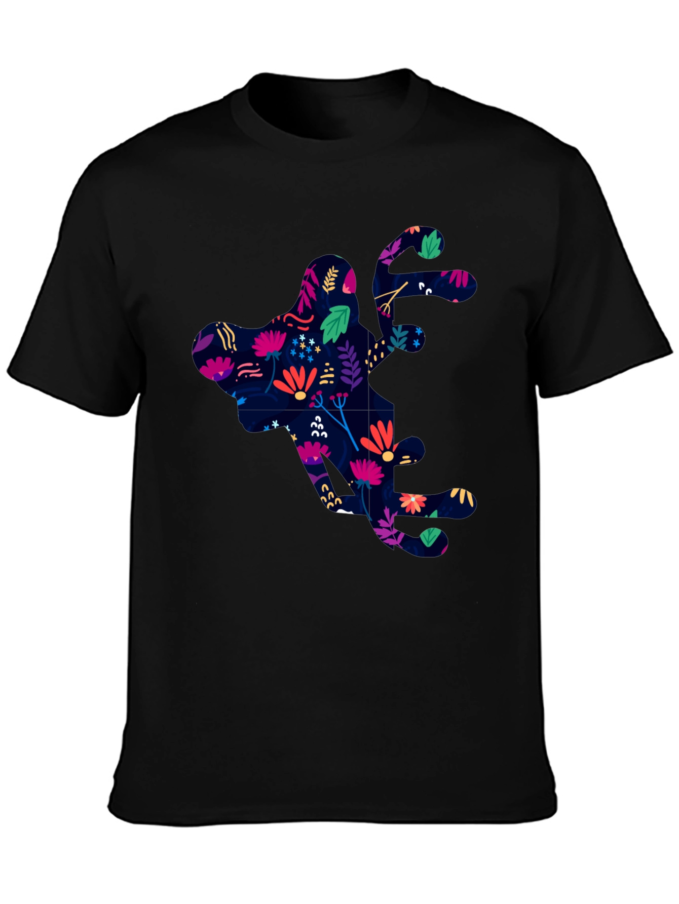 Floral Silhouette Graphic Black T-Shirt