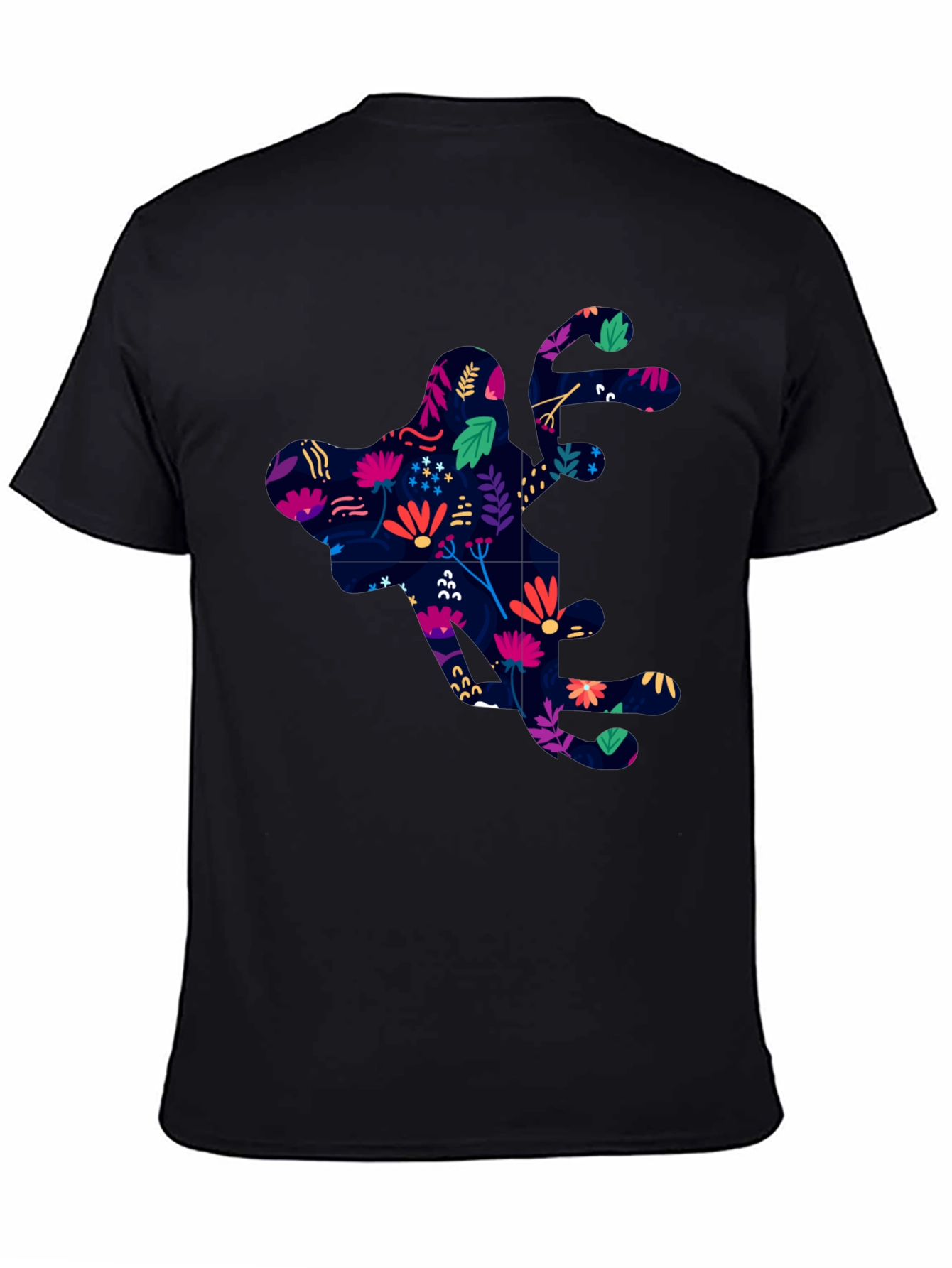 Floral Silhouette Graphic Black T-Shirt