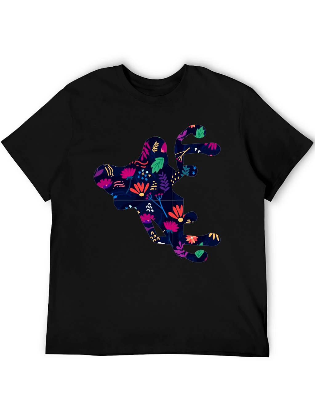 Floral Silhouette Graphic Black T-Shirt