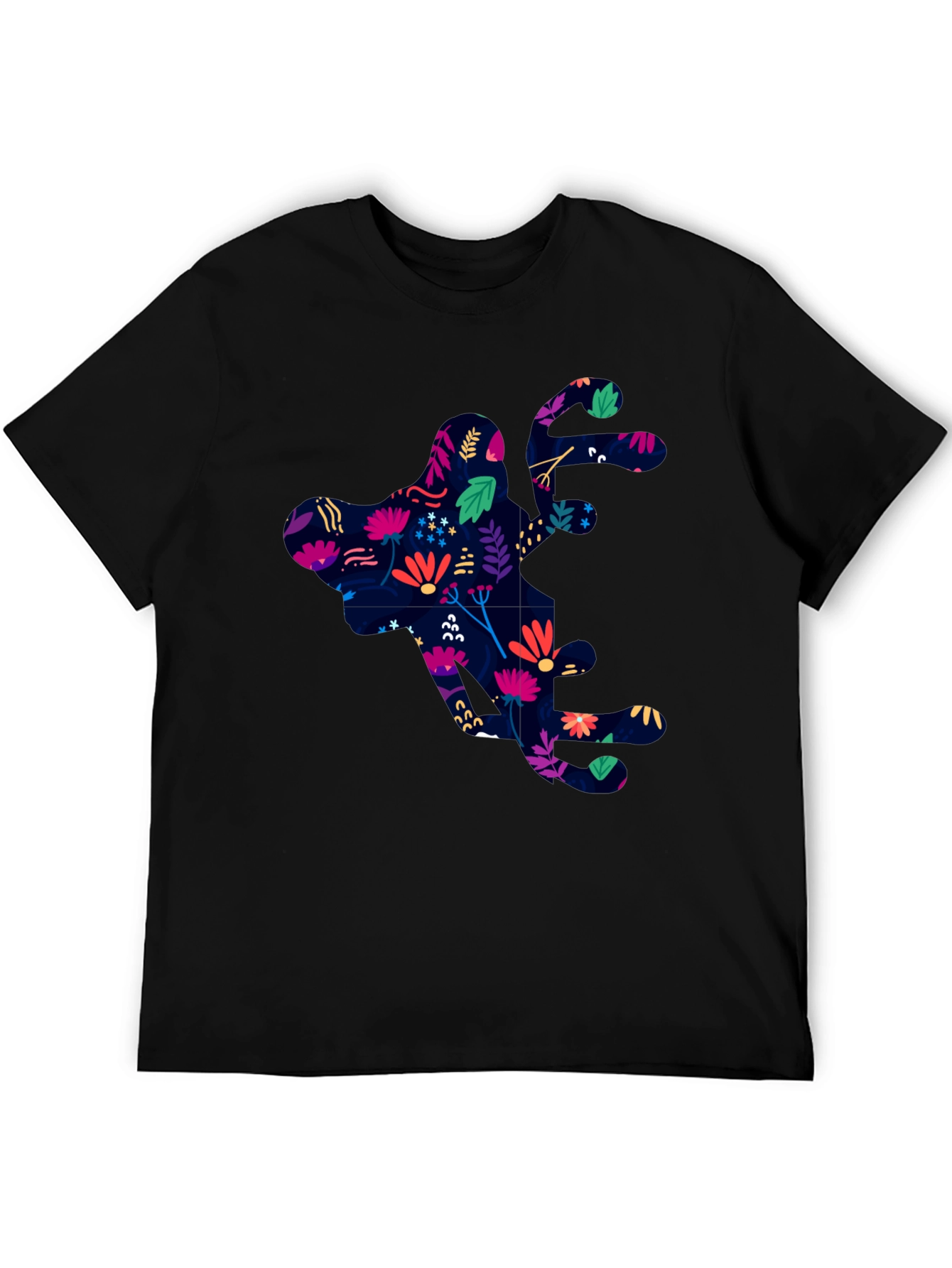 Floral Silhouette Graphic Black T-Shirt