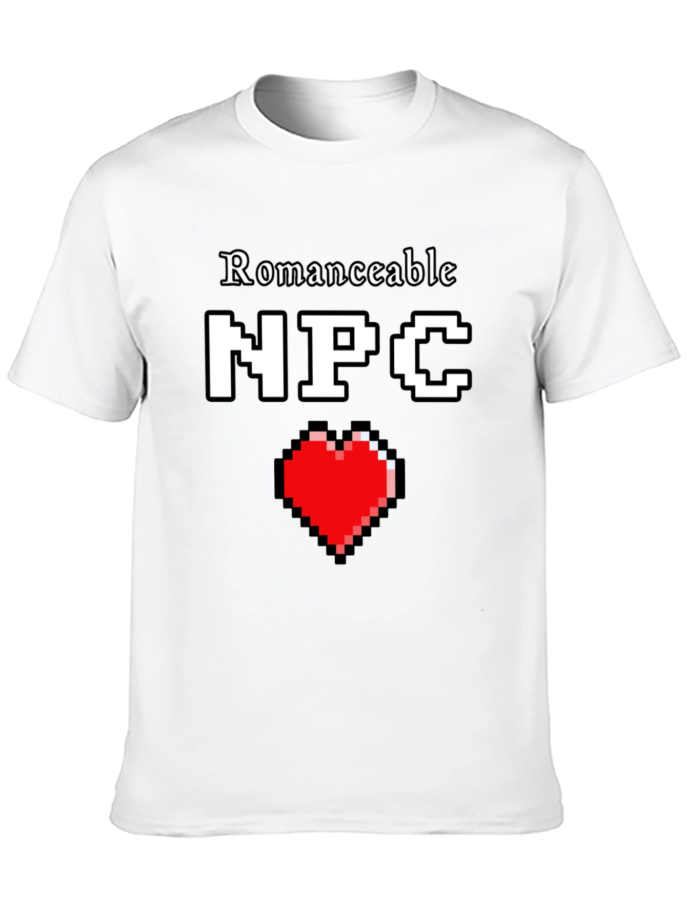 Romanceable NPC T-Shirt Pixel Heart Graphic Novelty Tee