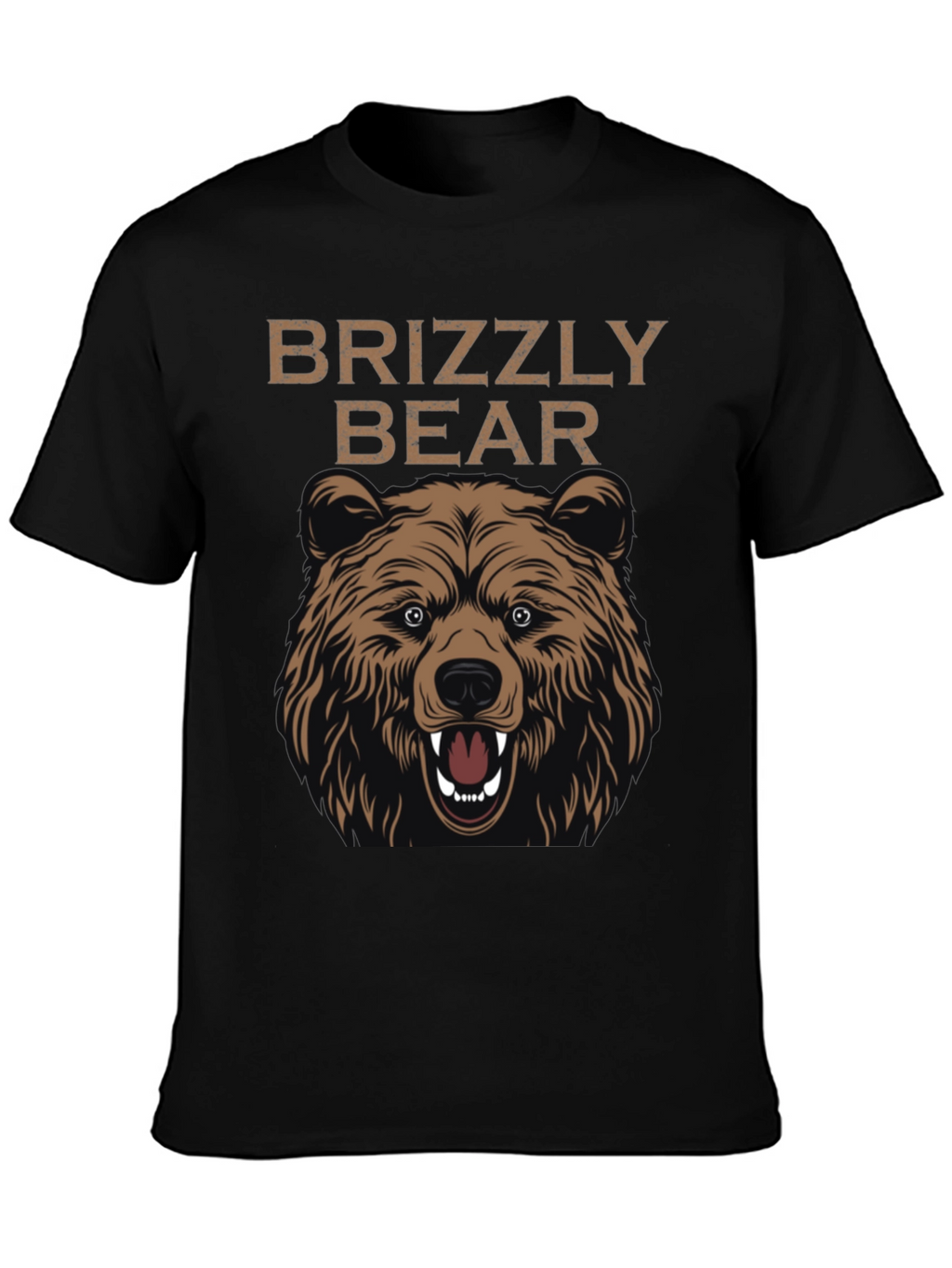 Grizzly Bear Graphic Print T-Shirt - Mens Black Tee
