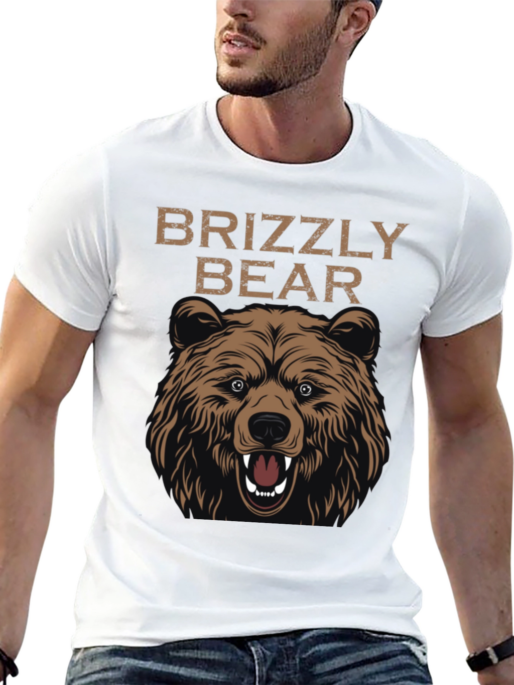 Grizzly Bear Graphic Print T-Shirt - Mens Black Tee