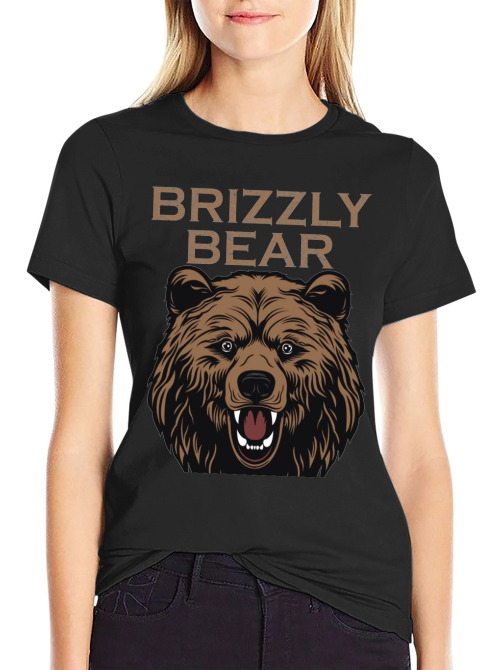Grizzly Bear Graphic Print T-Shirt - Mens Black Tee