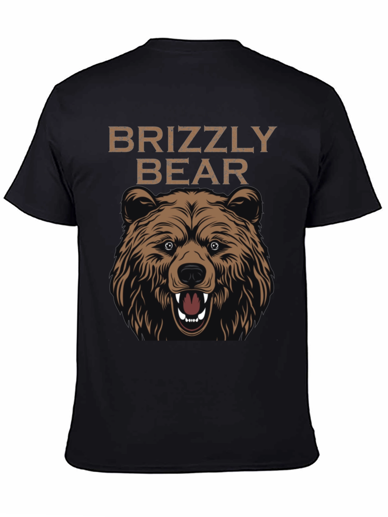 Grizzly Bear Graphic Print T-Shirt - Mens Black Tee