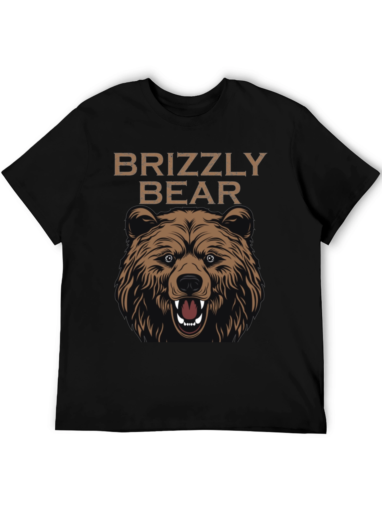 Grizzly Bear Graphic Print T-Shirt - Mens Black Tee