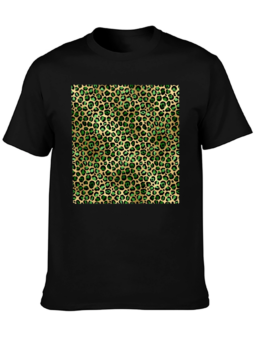 Green Leopard Print Crew Neck Tee