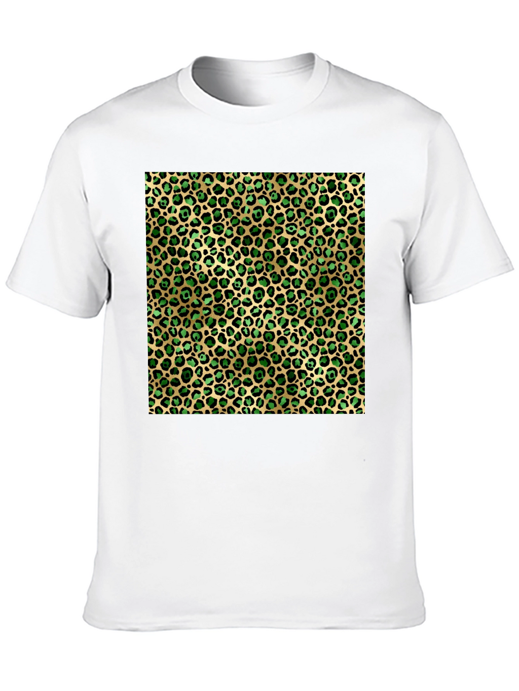 Green Leopard Print Crew Neck Tee