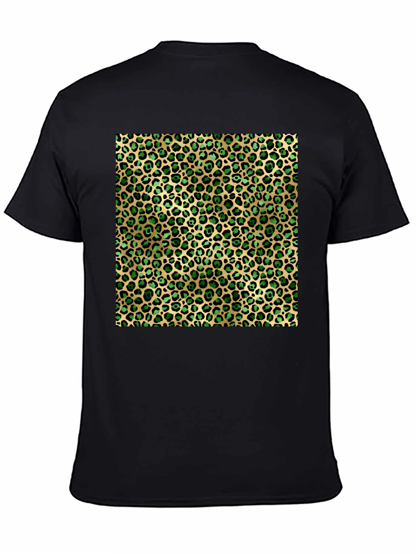 Green Leopard Print Crew Neck Tee