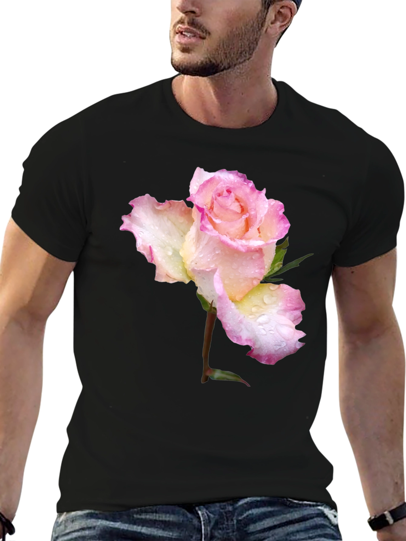 Rose Blossom Graphic T-Shirt - Elegant Floral Design