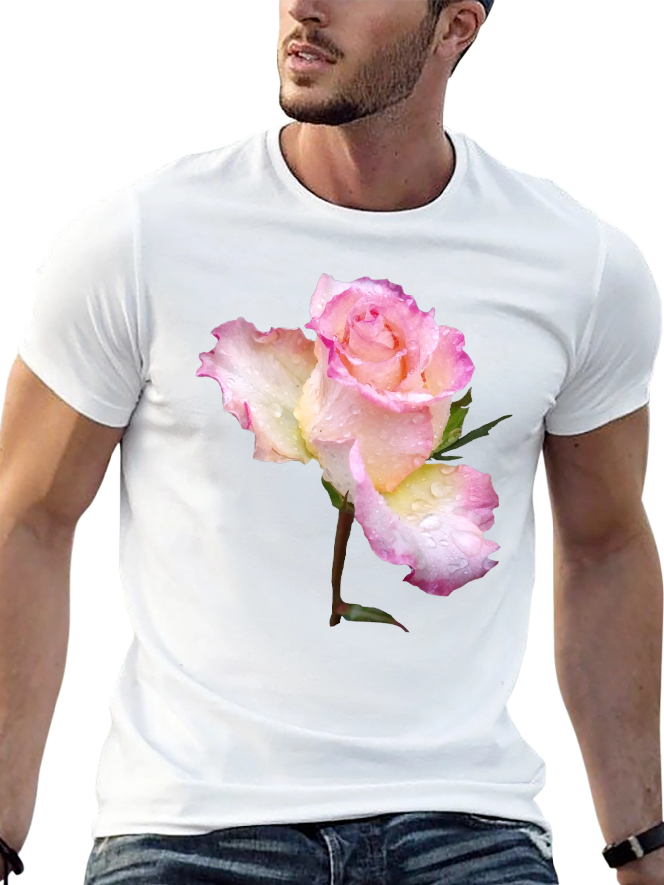 Rose Blossom Graphic T-Shirt - Elegant Floral Design