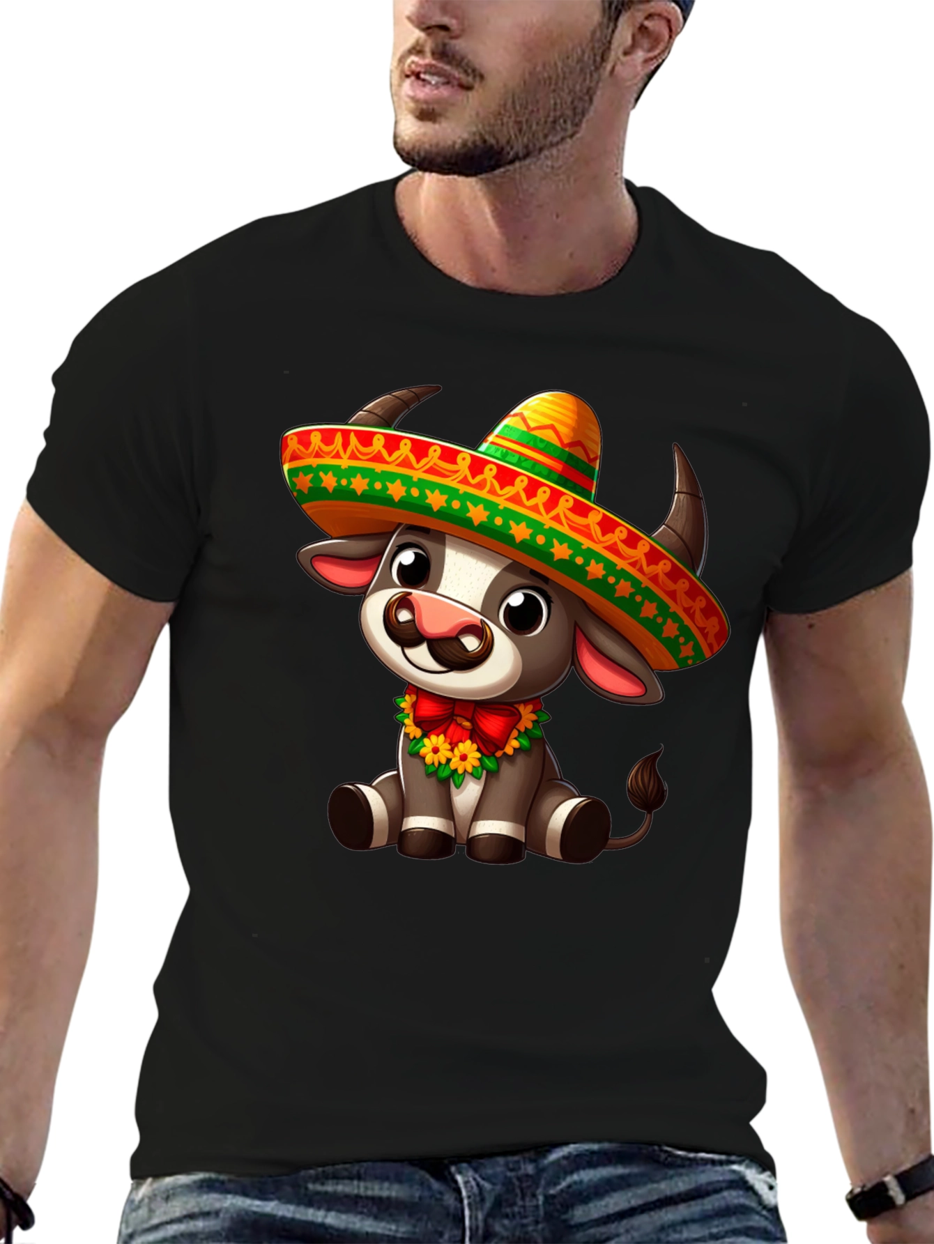 Cow Sombrero Graphic Tee - Festive Cinco de Mayo Shirt
