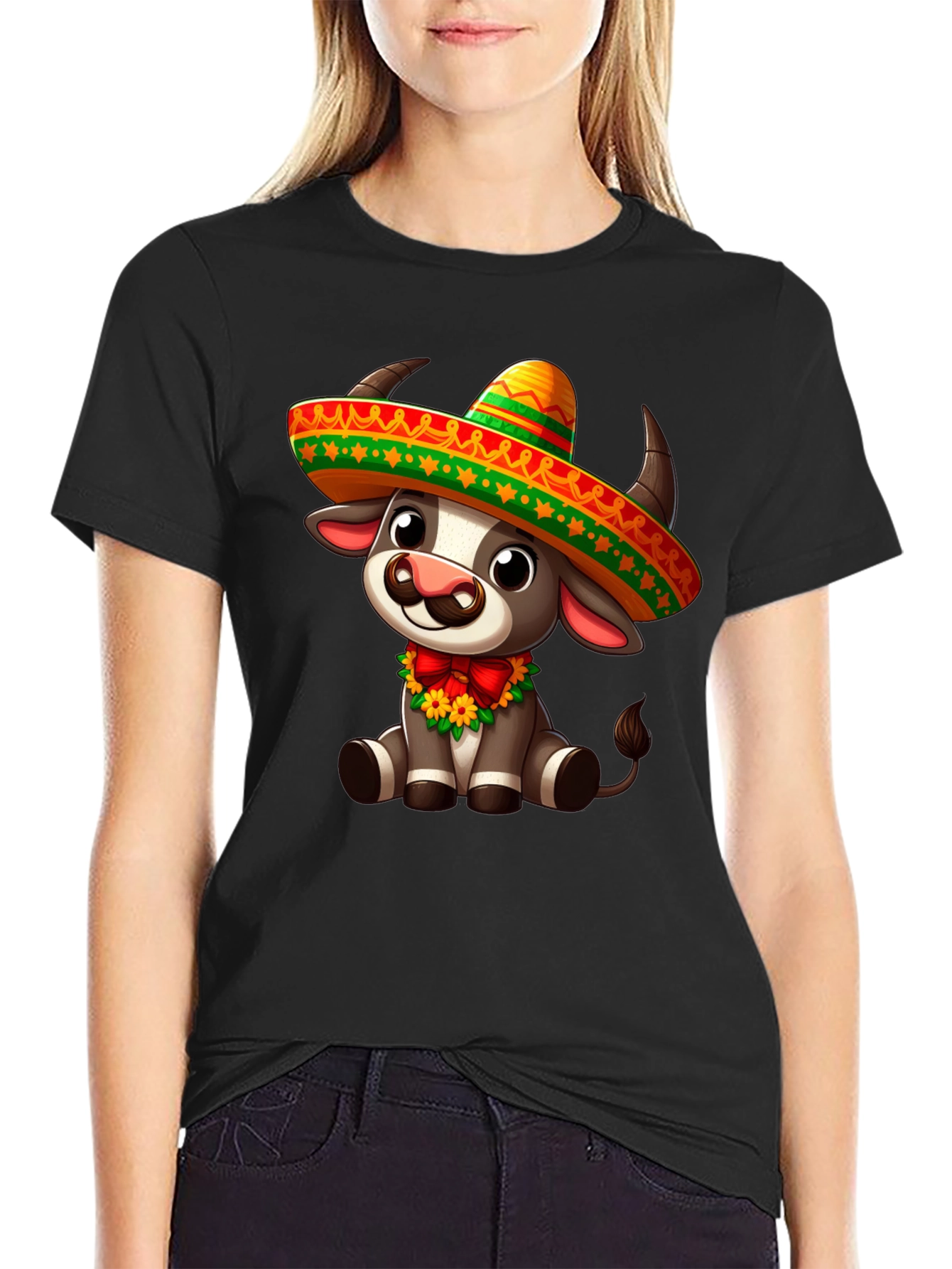 Cow Sombrero Graphic Tee - Festive Cinco de Mayo Shirt