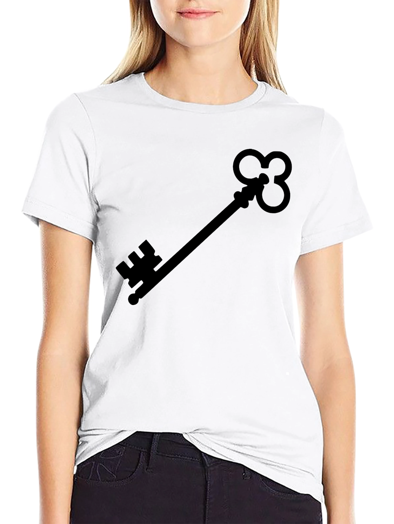 Skeleton Key Graphic Tee - Black Cotton Shirt