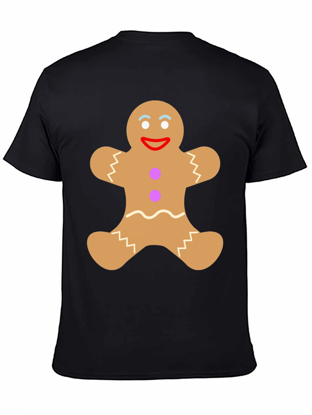Gingerbread Man Graphic Tee - Festive Black T-Shirt