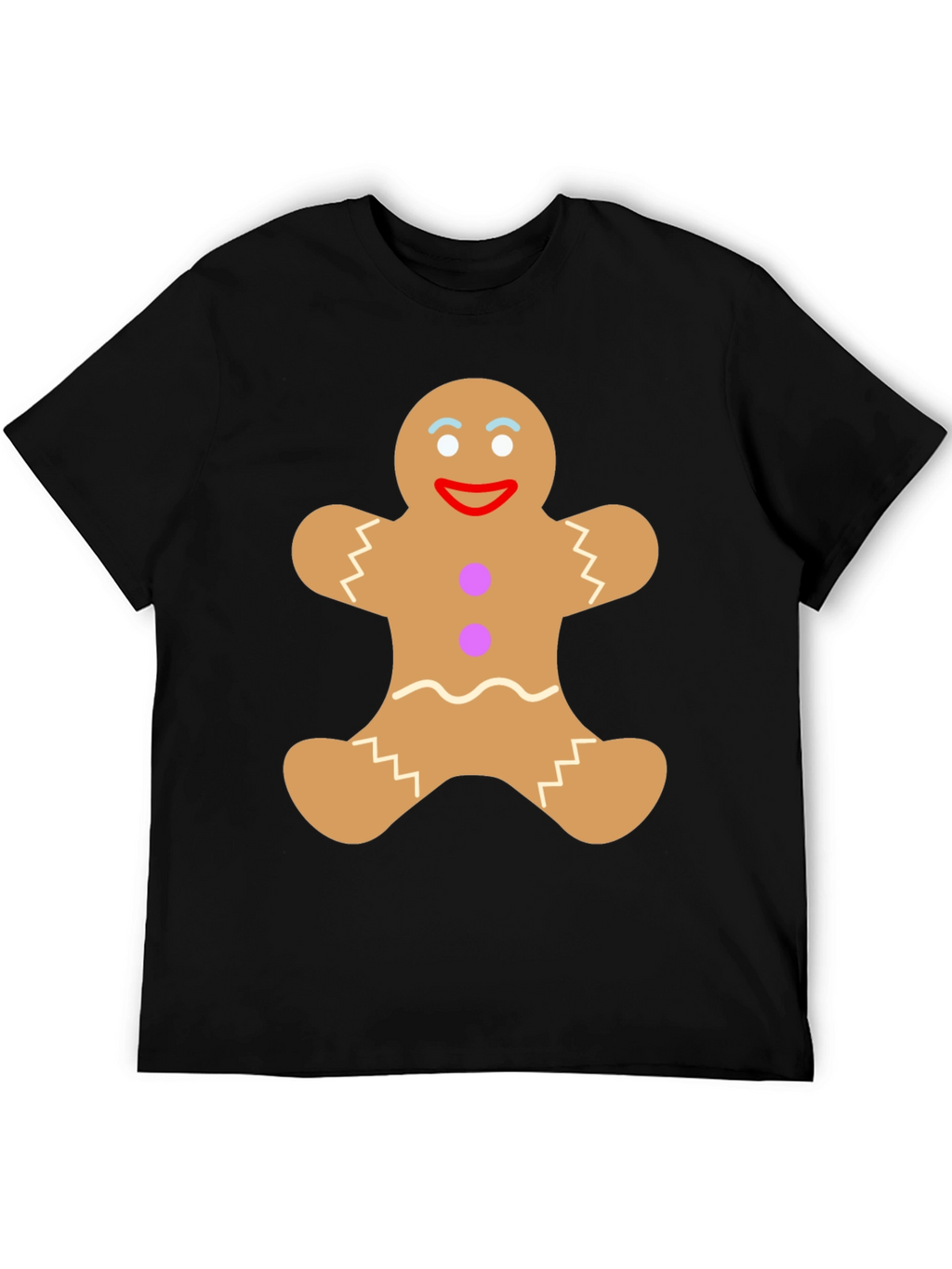 Gingerbread Man Graphic Tee - Festive Black T-Shirt