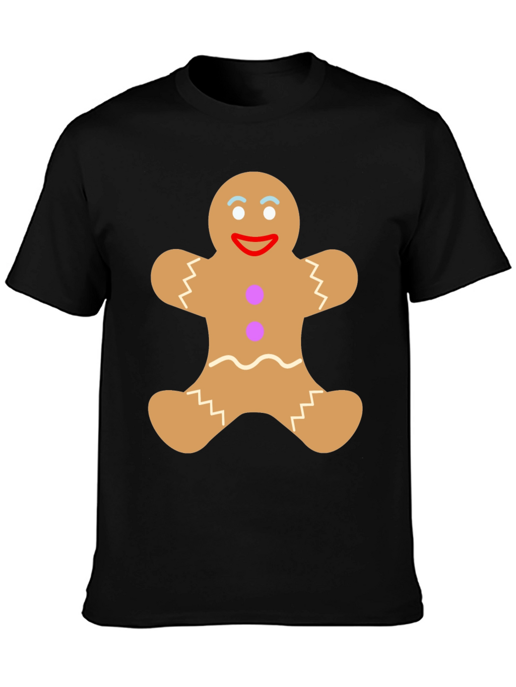 Gingerbread Man Graphic Tee - Festive Black T-Shirt