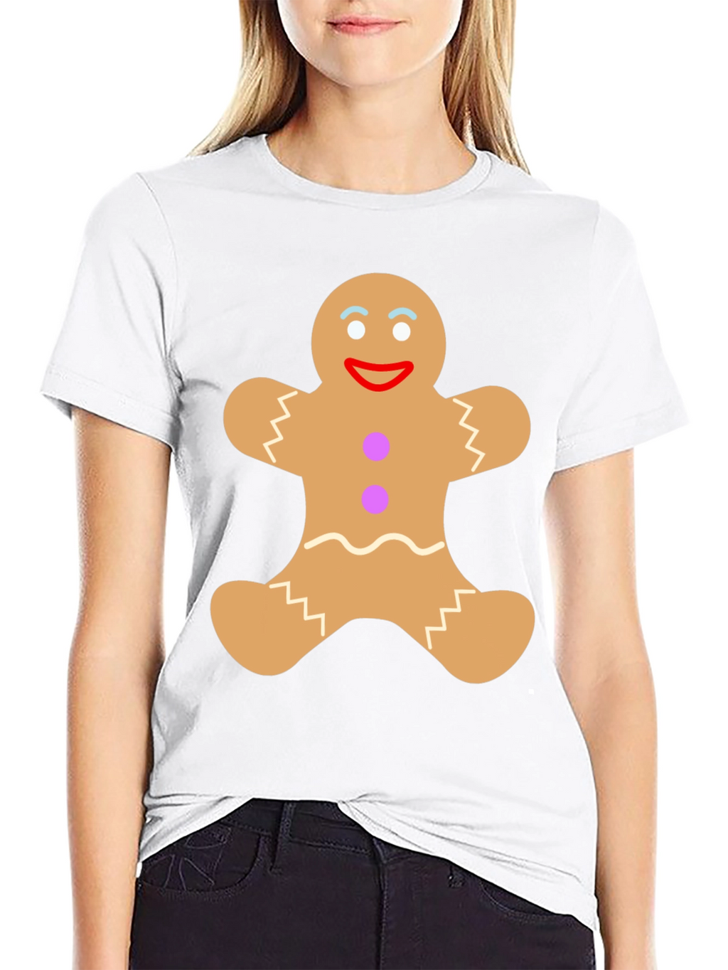 Gingerbread Man Graphic Tee - Festive Black T-Shirt