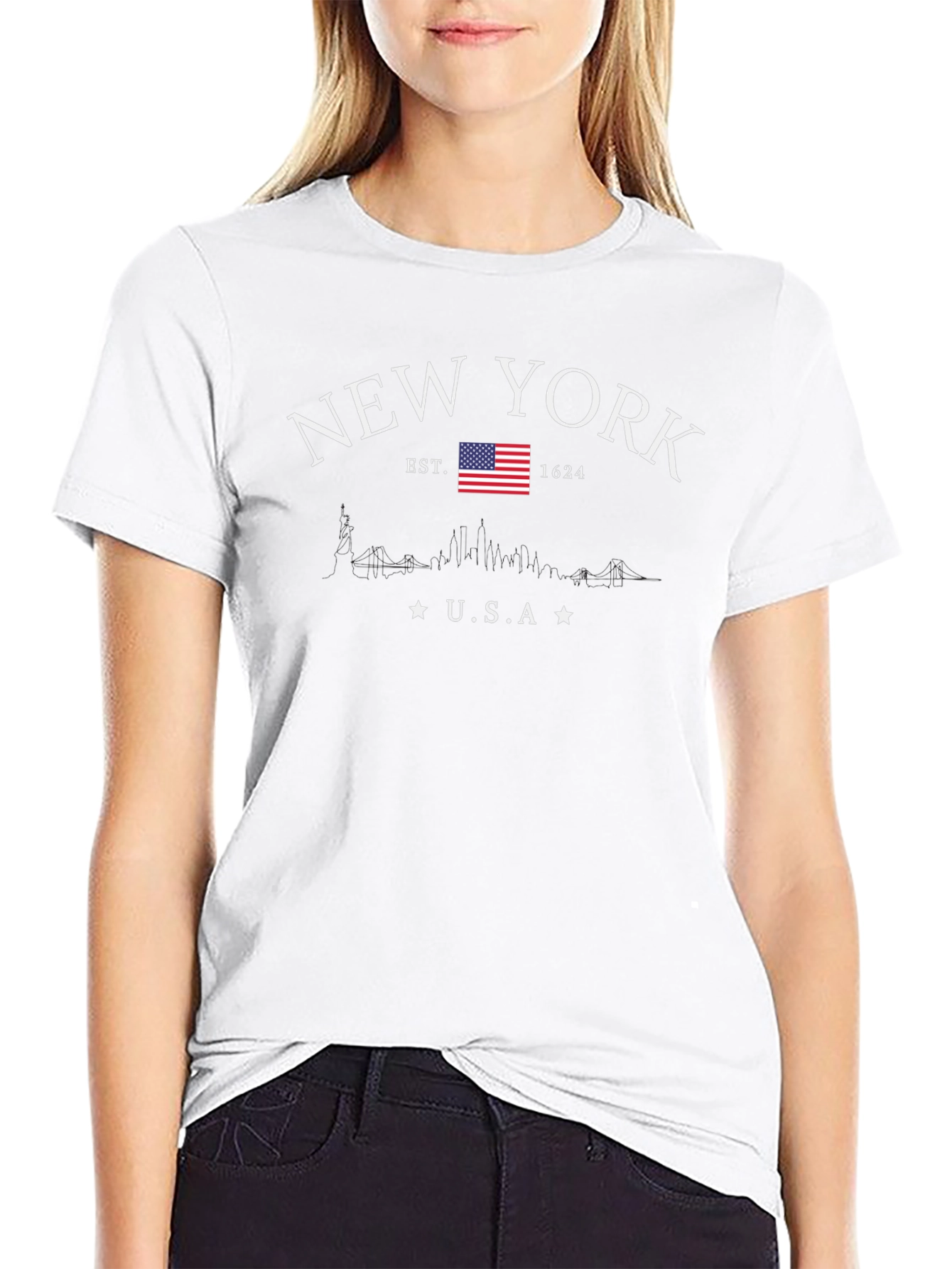 New York USA Black Graphic T-Shirt