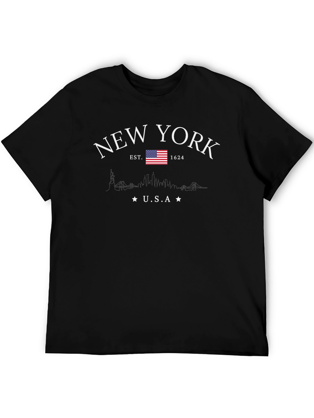 New York USA Black Graphic T-Shirt