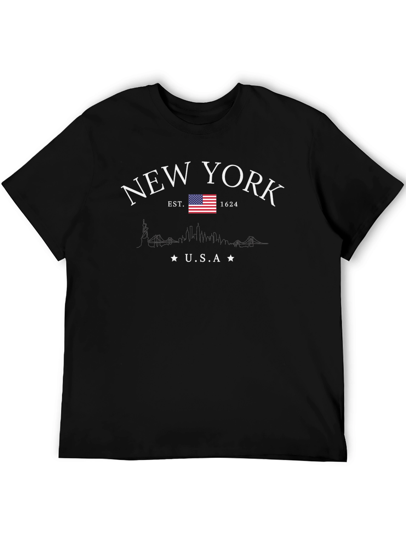 New York USA Black Graphic T-Shirt