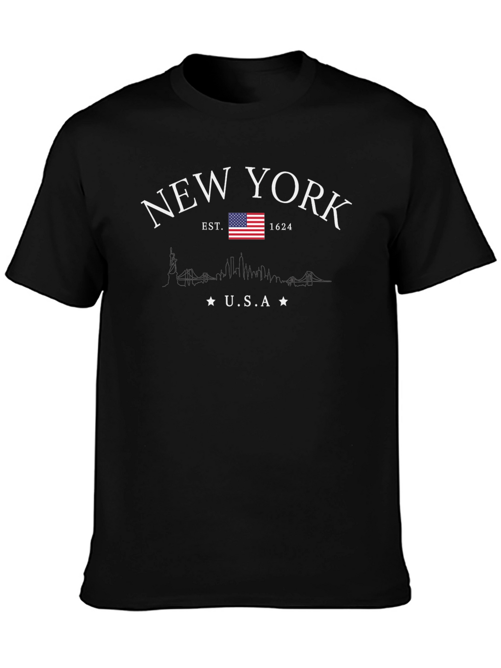 New York USA Black Graphic T-Shirt