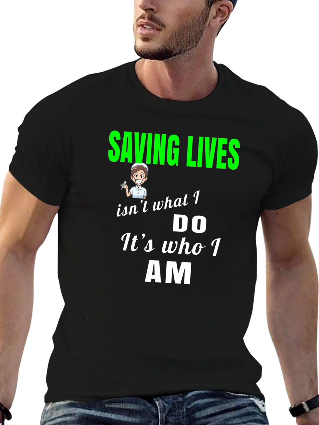 Saving Lives Nurse T-Shirt - Black