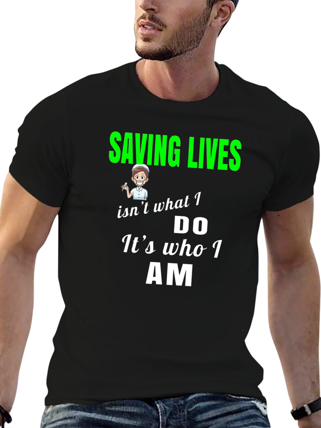 Saving Lives Nurse T-Shirt - Black