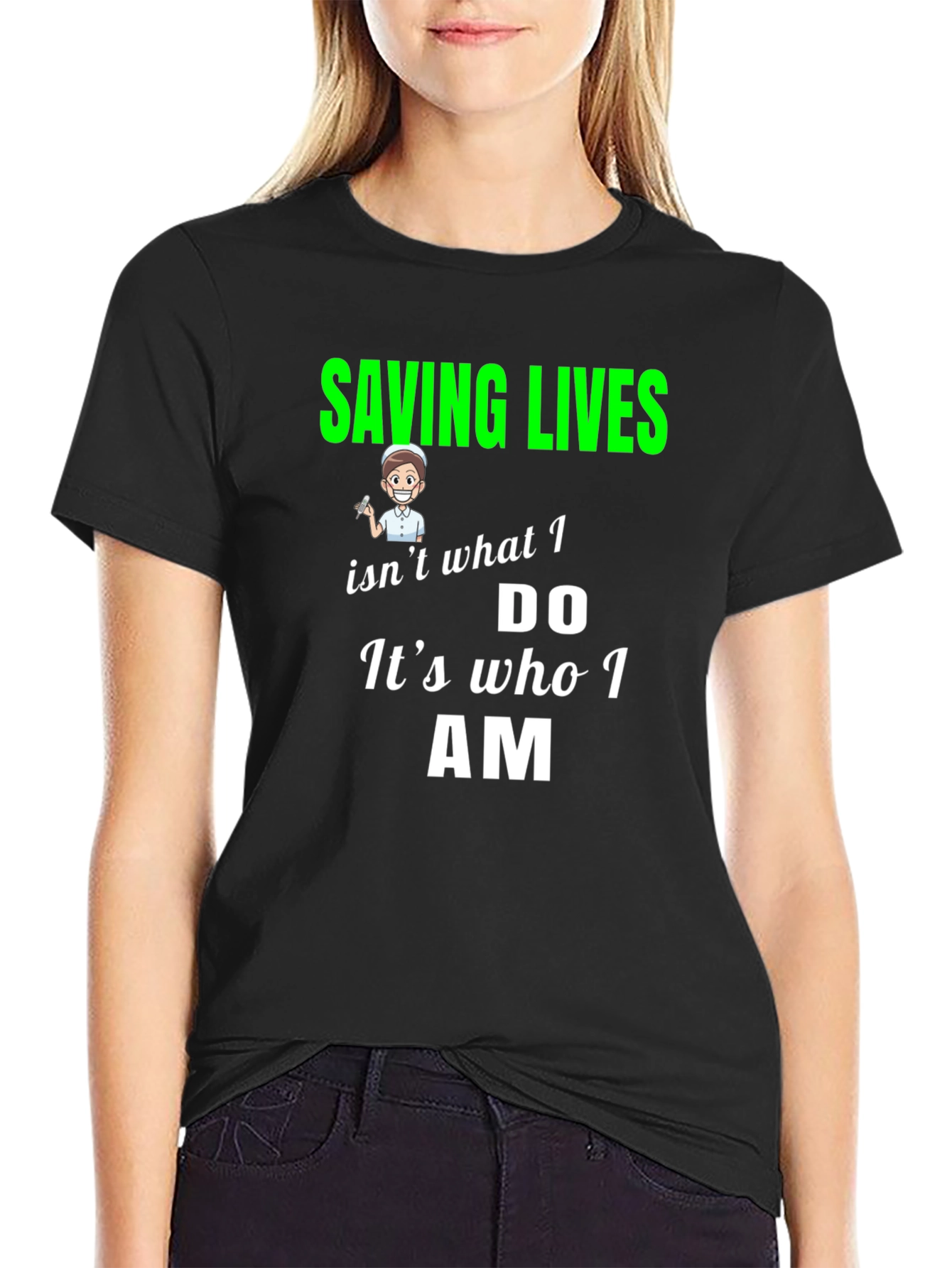 Saving Lives Nurse T-Shirt - Black