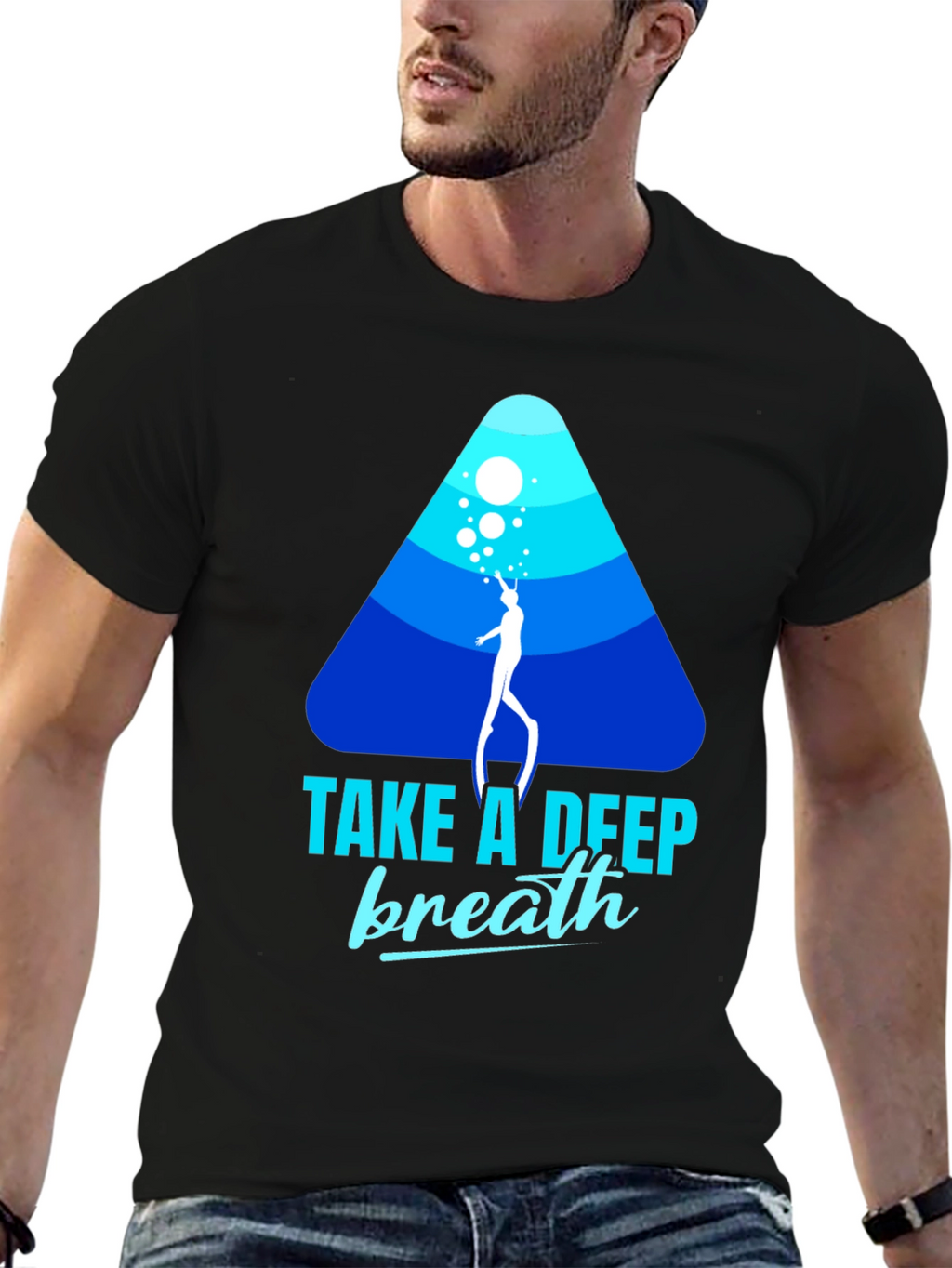 Diver Graphic Black T-Shirt - Take a Deep Breath