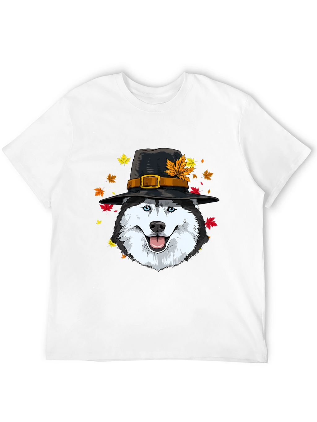 Thanksgiving Husky Pilgrim Hat T-Shirt