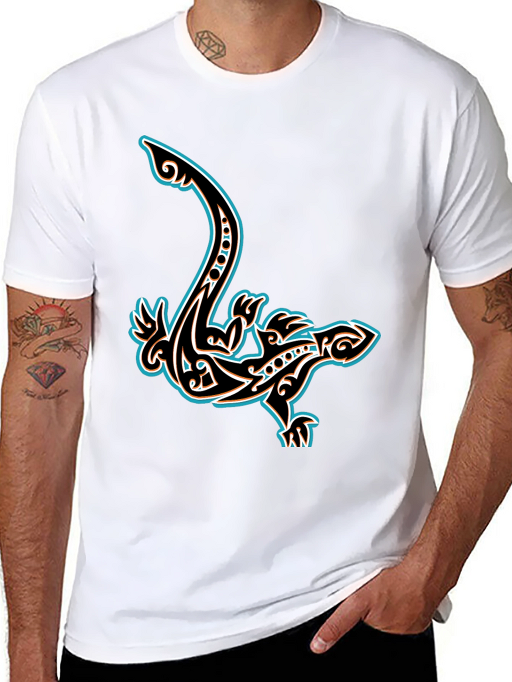 Tribal Lizard Graphic T-Shirt - Cool Unique Design