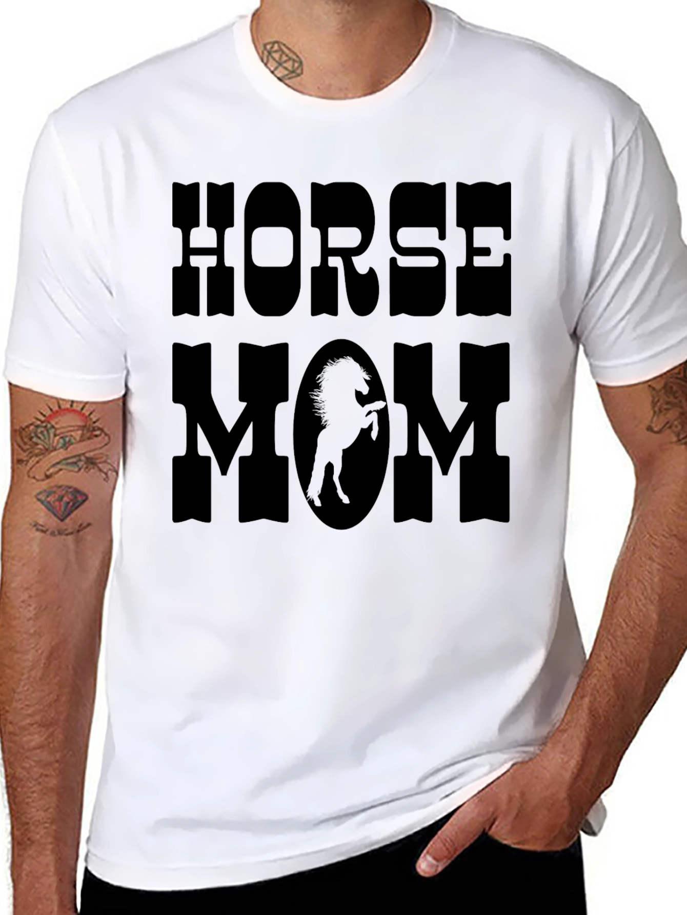 Horse Mom Graphic Print T-Shirt