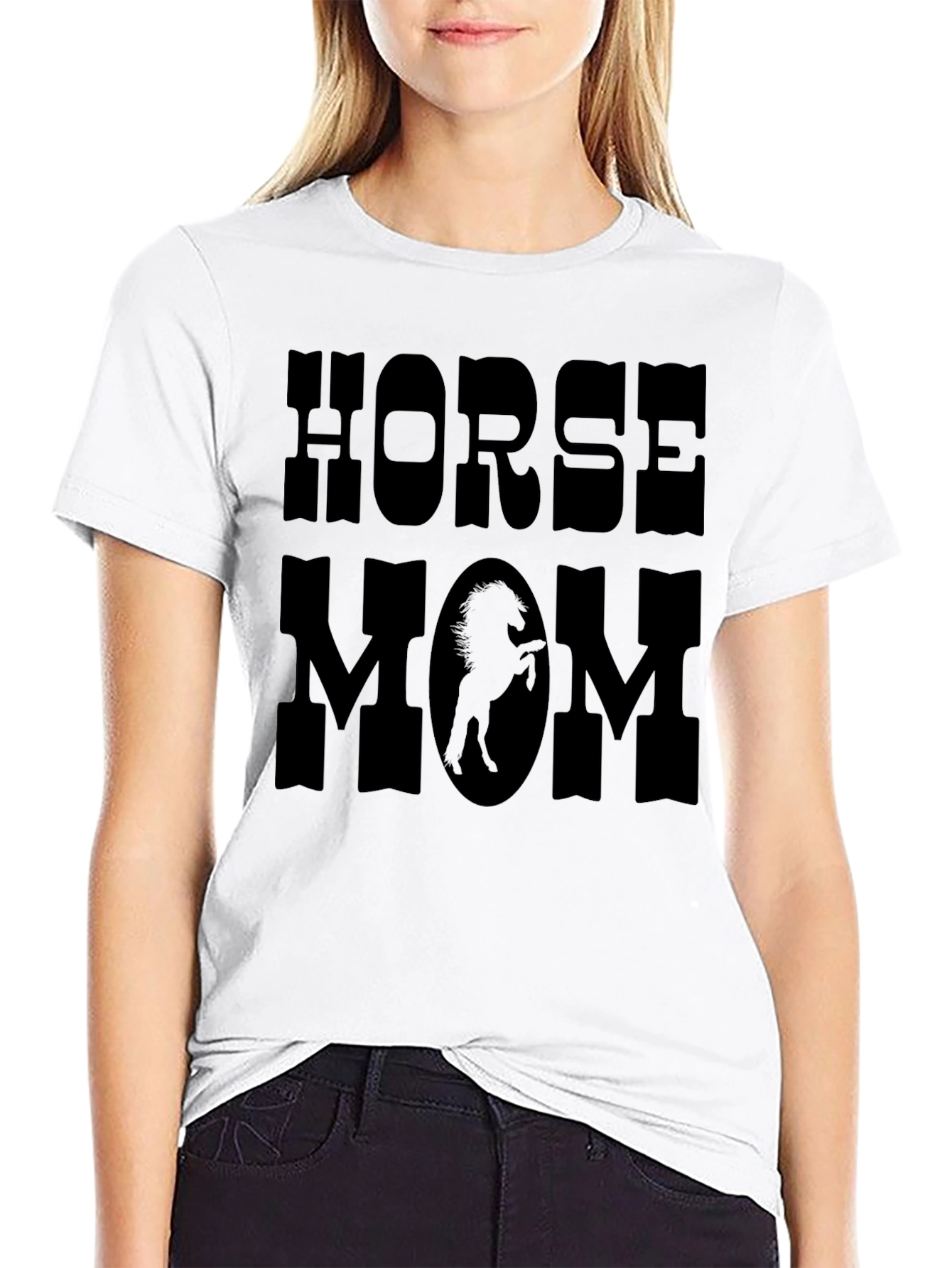 Horse Mom Graphic Print T-Shirt